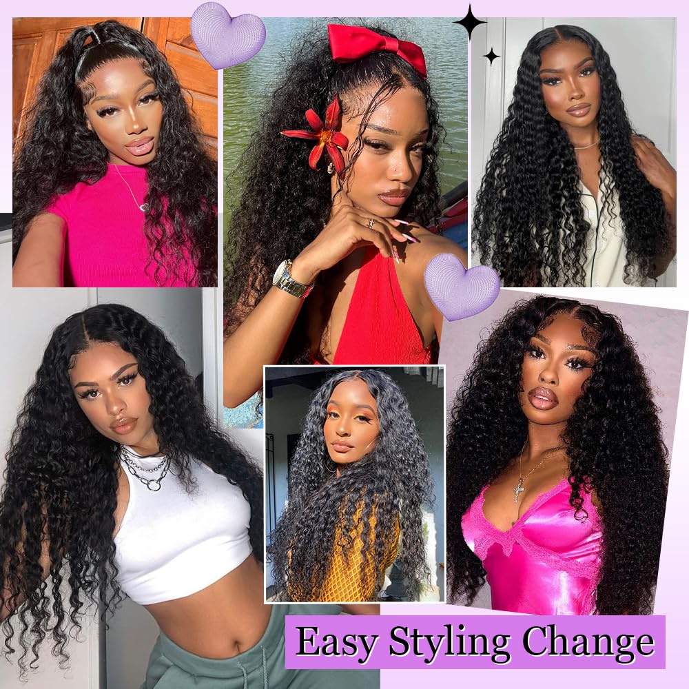 Water Wave Human Hair Bundles 14 16 18 Inch 12A Double Weft Wet and Wavy Bundles Human Hair Bundles Human Hair Quick Weave Hair Bundles Natural Black