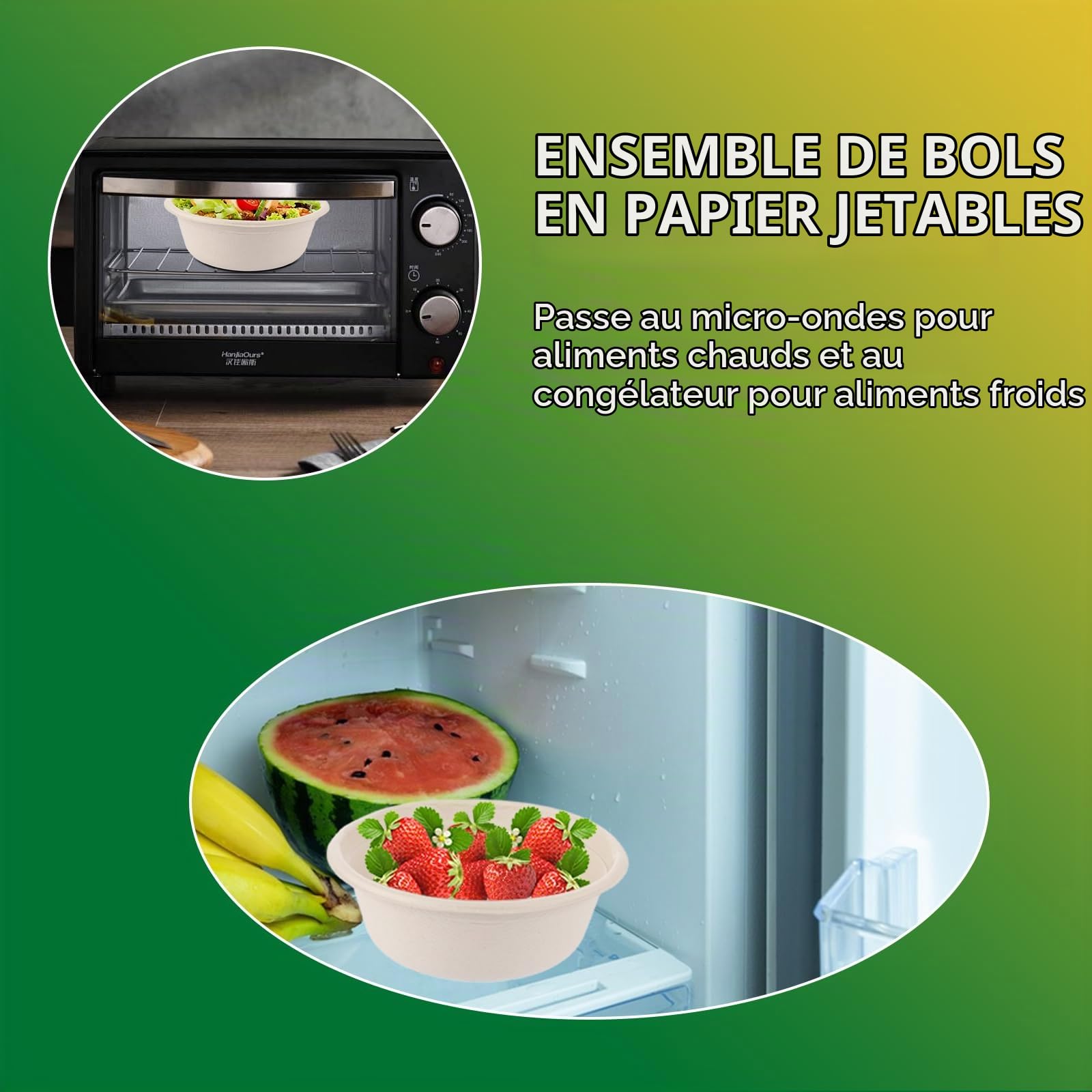 150 Pièces Bol Jetable 500ml Soupe, Bols Jetables Bagasse de Canne à Sucre, Bols Jetables 500 ml, Compostable pour Fête Mariage Pique-nique