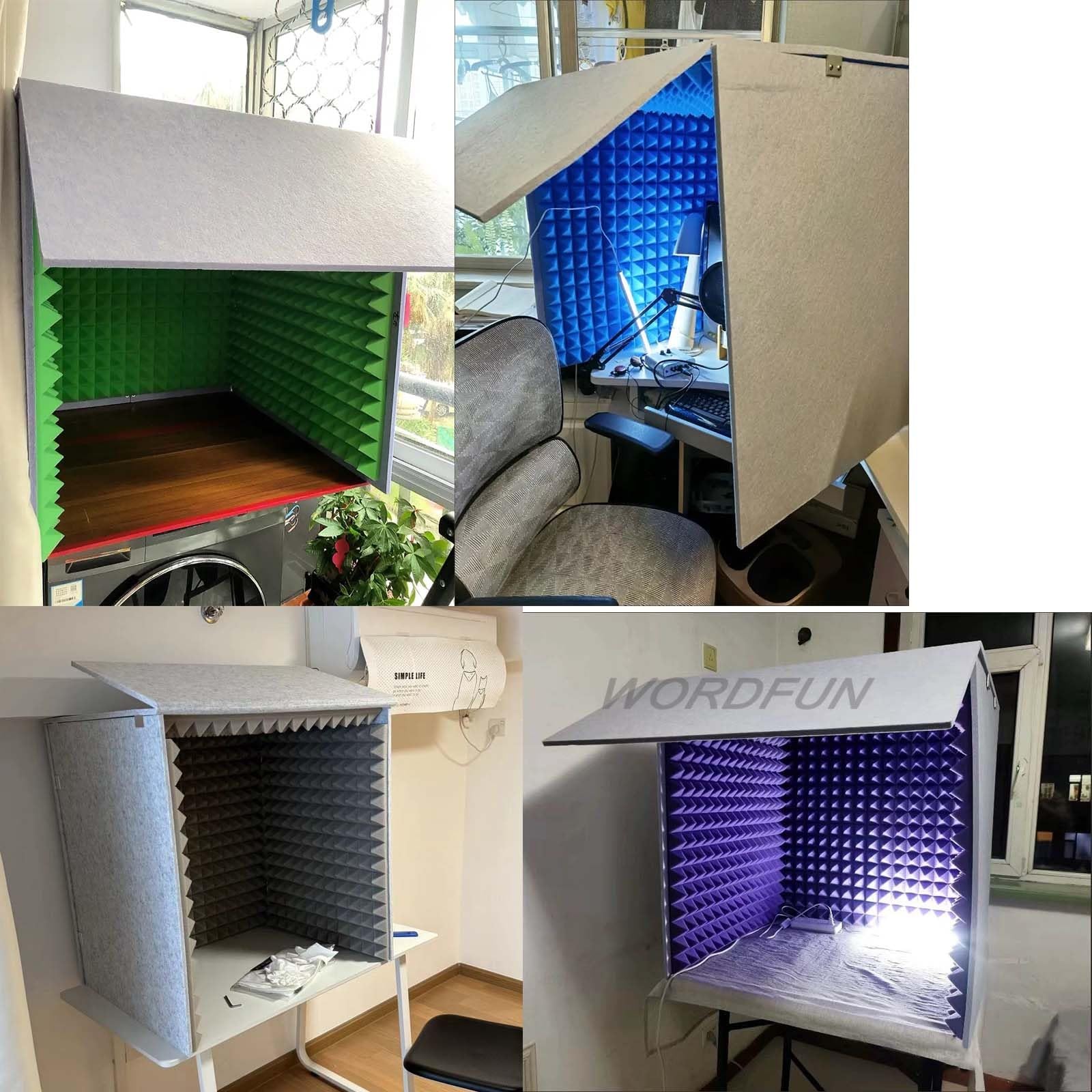 Dźwiękoszczelny kaptur do studia nagraniowego, przenośna, izolacja mikrofonu, redukcja szumów, obróbka akustyczna do podcastów, kolor zielony, 80 x 80 x 80 cm