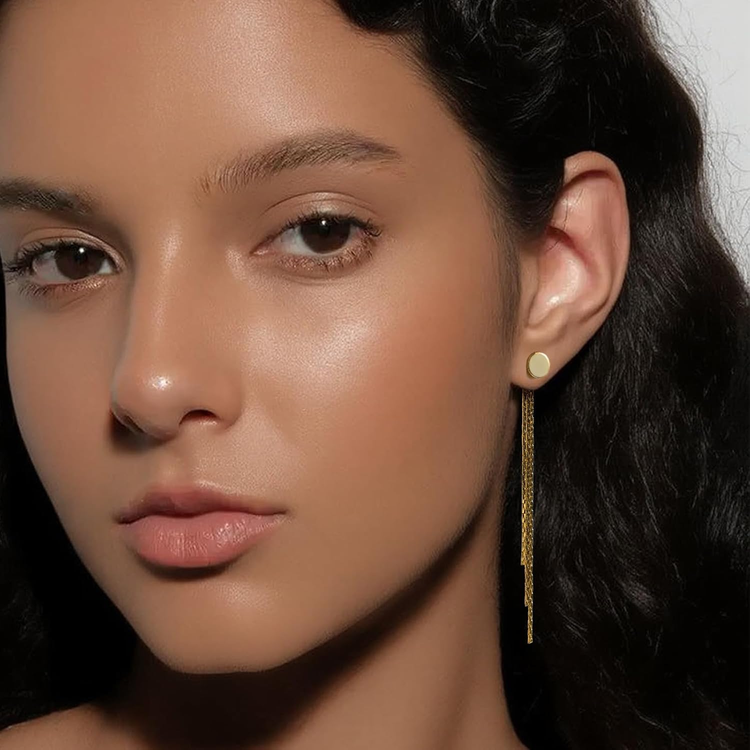 Gold Earrings for Women, 14k Gold-Plated Tassel Dangle Earrings for Women, Statement Long Chain Hypoallergenic Gold Jewelry Gift for Prom & Weddings - Image 2