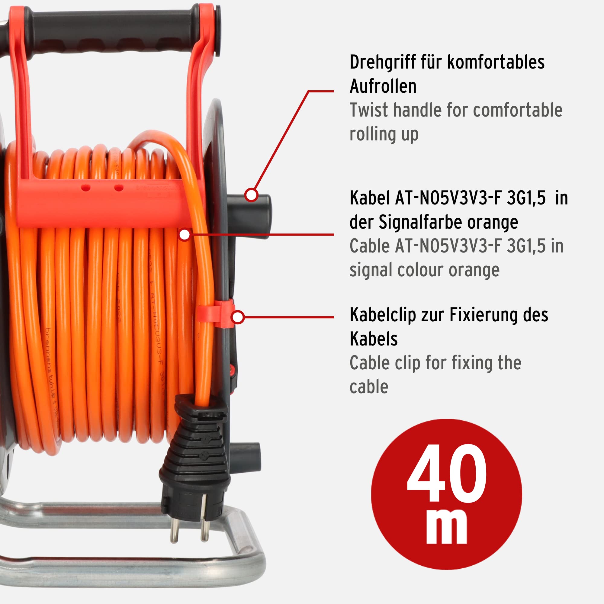 Brennenstuhl Kabeltrommel SPAR-SET 40m outdoor Garant V2 (Made in Germany, IP44) + BREMAXX Verlängerungskabel 10m (Made in Germany, IP44, einsetzbar bis -35 °C, öl- und UV-beständig)