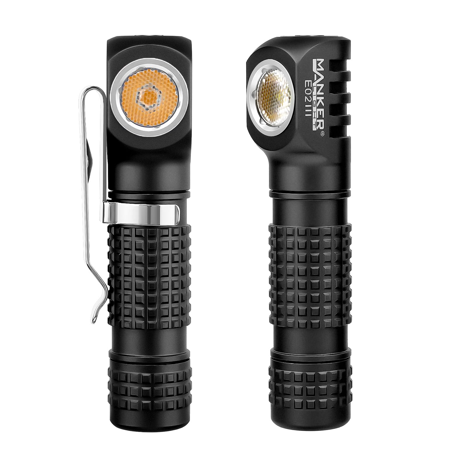 Manker E02 III Everyday-Carry Flashlight, USB-C Rechargeable 10440 / AAA Flashlight, Pocket EDC Flashlight with Magnetic Tail, Reversible Clip (400 Lumens NICHIA 519A-v1 4000K R9080, Black)