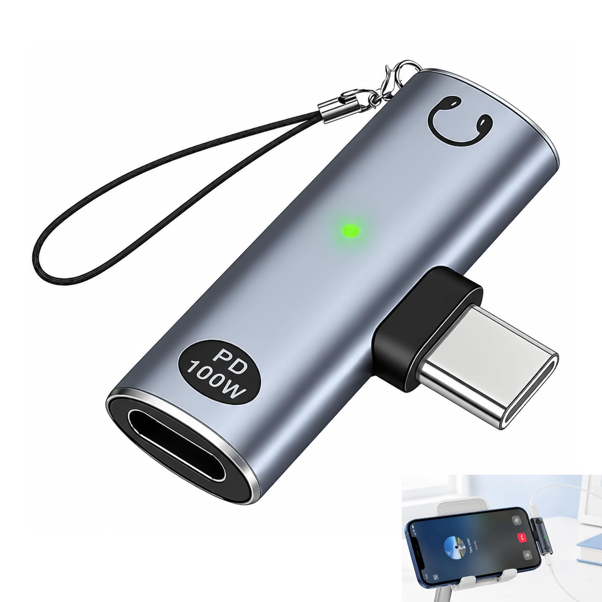 USB-C-Headset-Adapter mit Schnellladung 100 W, Adapter USB C Klinke 3,5 mm PD 100 W 2 in 1, Audio-Splitter Typ C mit Schnellladung PD 100 W, Konverter USB C auf Aux, Hören und gleichzeitig