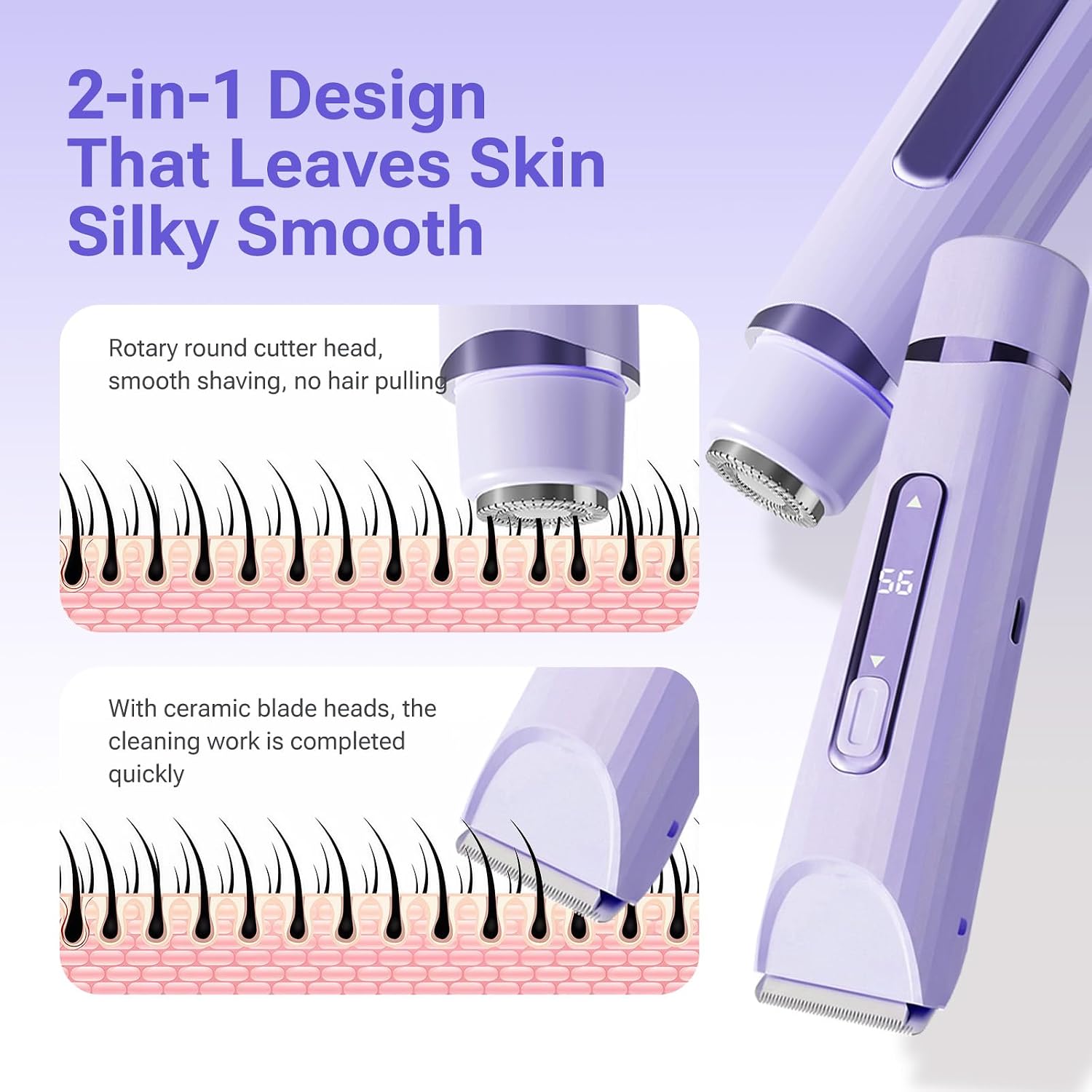 Bikini Trimmer for Women, Electric Razors for Women, IPX7 Waterproof, Rechargeable Pubic Hair Shaver, Ladies Bikini Pubic, Face, Underarms, Legs image 3