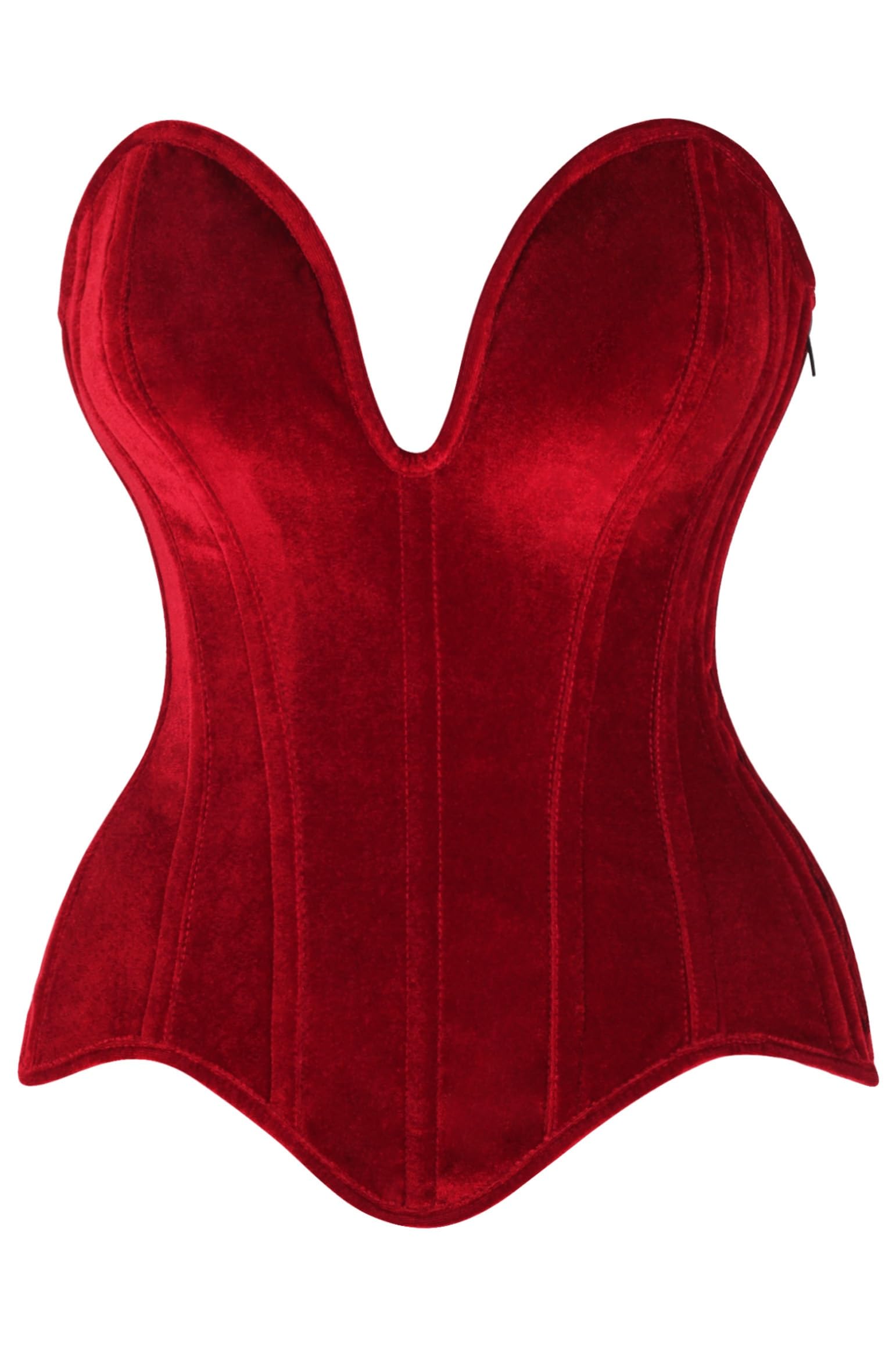 Daisy corsets womens Daisy Corsets Top Drawer Steel Boned Dark Red Velvet Plunge Neckline Overbust Corset
