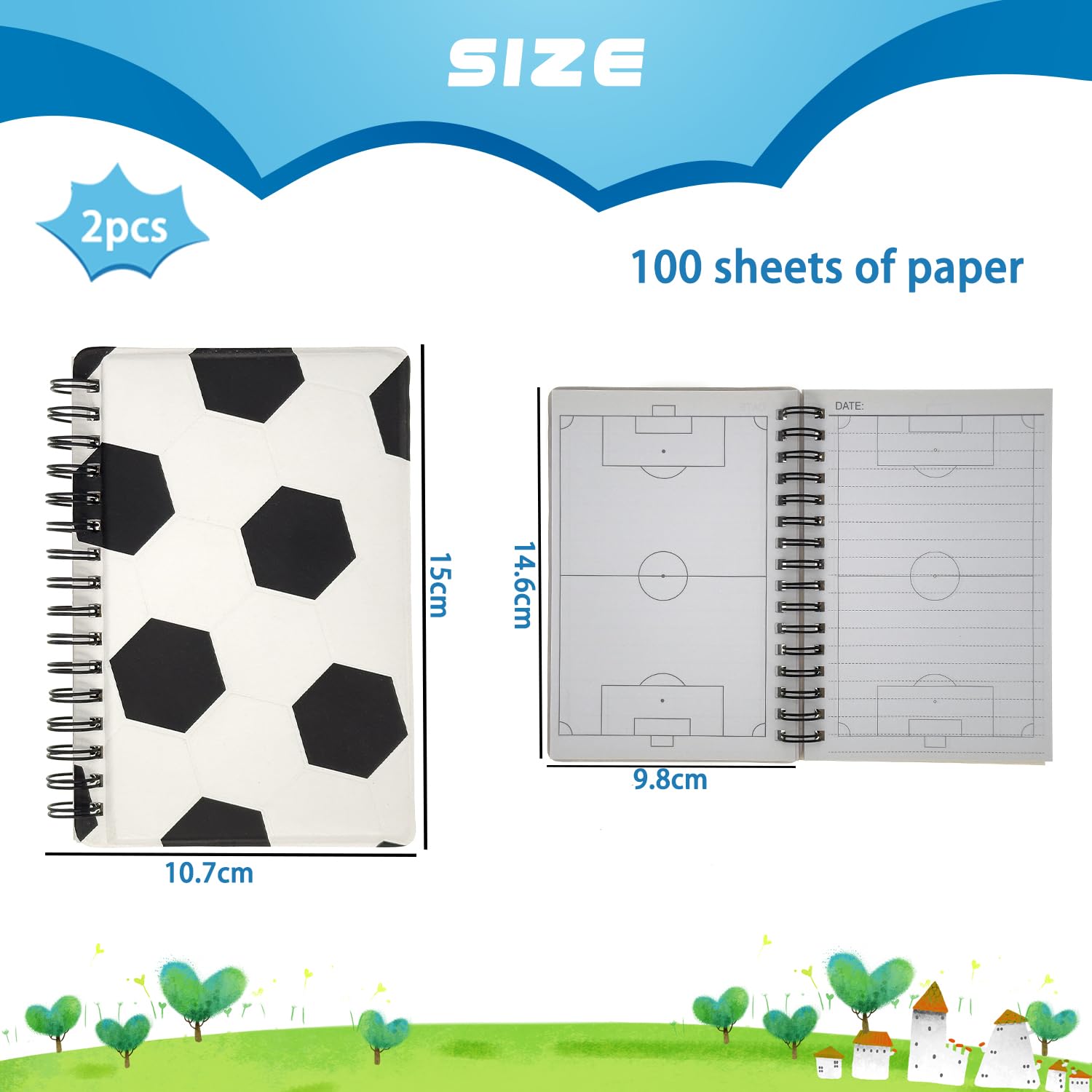 Carnet De Football 2 Pièces A6 100 Pages,Carnet De Notes Football Garçons, Carnet De Coach Football,Cadeau De Football Pour Garçons Fans De Football,Double Face Football Jour De Match Cahier Tactique