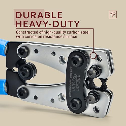 Miniatura 3 de IWISS Herramienta de prensado de clavijas de cable para tacos de alambre resistentes terminales de batería tacos de cobre AWG 8-10