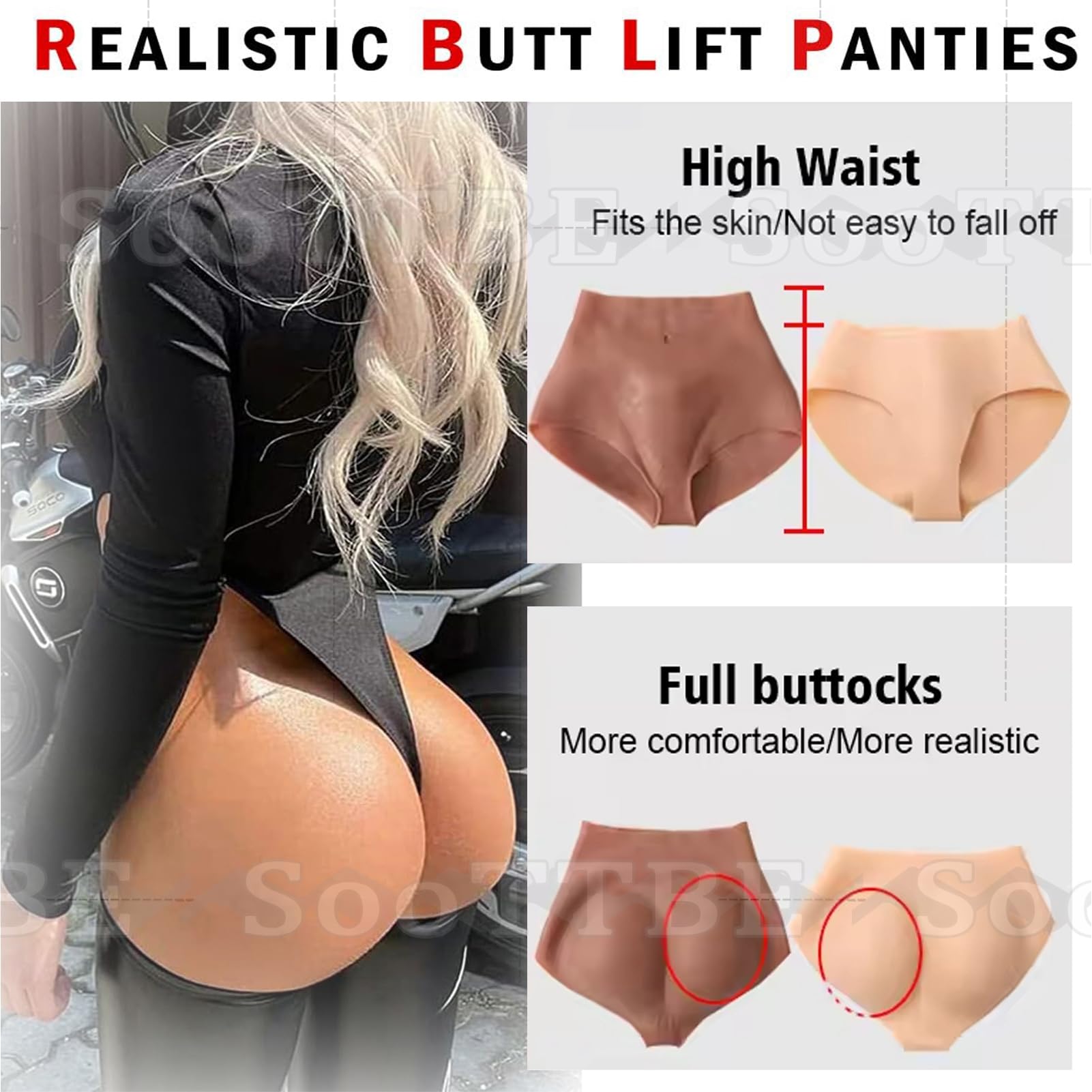 Culotte Taille Haute en Silicone pour Femmes, Rehausseur De Hanches, Culotte Triangle Gainante, Cache-CœUr, Culotte De Travesti
