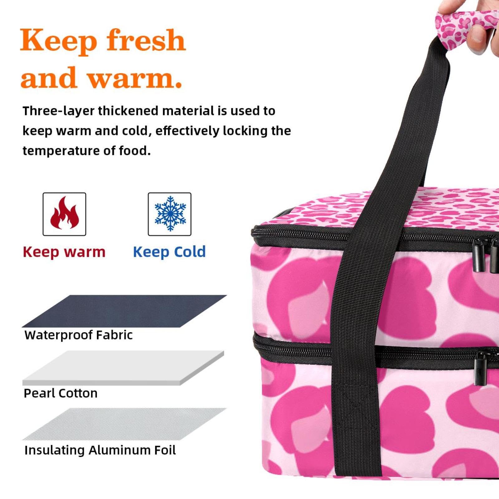 Grand sac à déjeuner isotherme pour homme et femme, double couche, étanche, étanche, réutilisable, sac fourre-tout pour le travail, l'école, le pique-nique, la plage, le camping, les voyages, motif