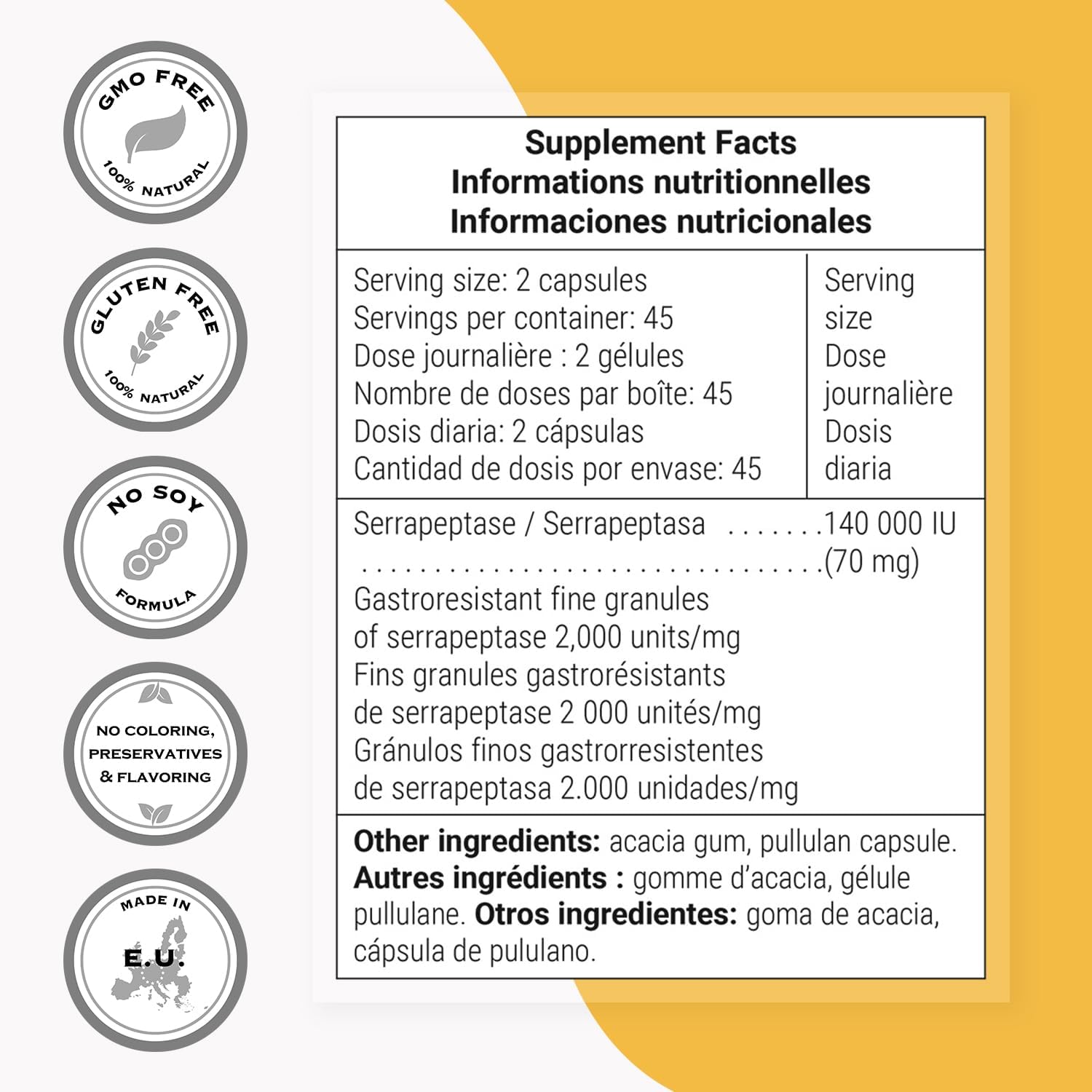 Supersmart - Serrapeptase 120000IU per Day (High Potency) - Bioactive Proteolytic Enzyme - Serratia Peptidase Supplement | Non-GMO & Gluten Free - 90 DR Capsules