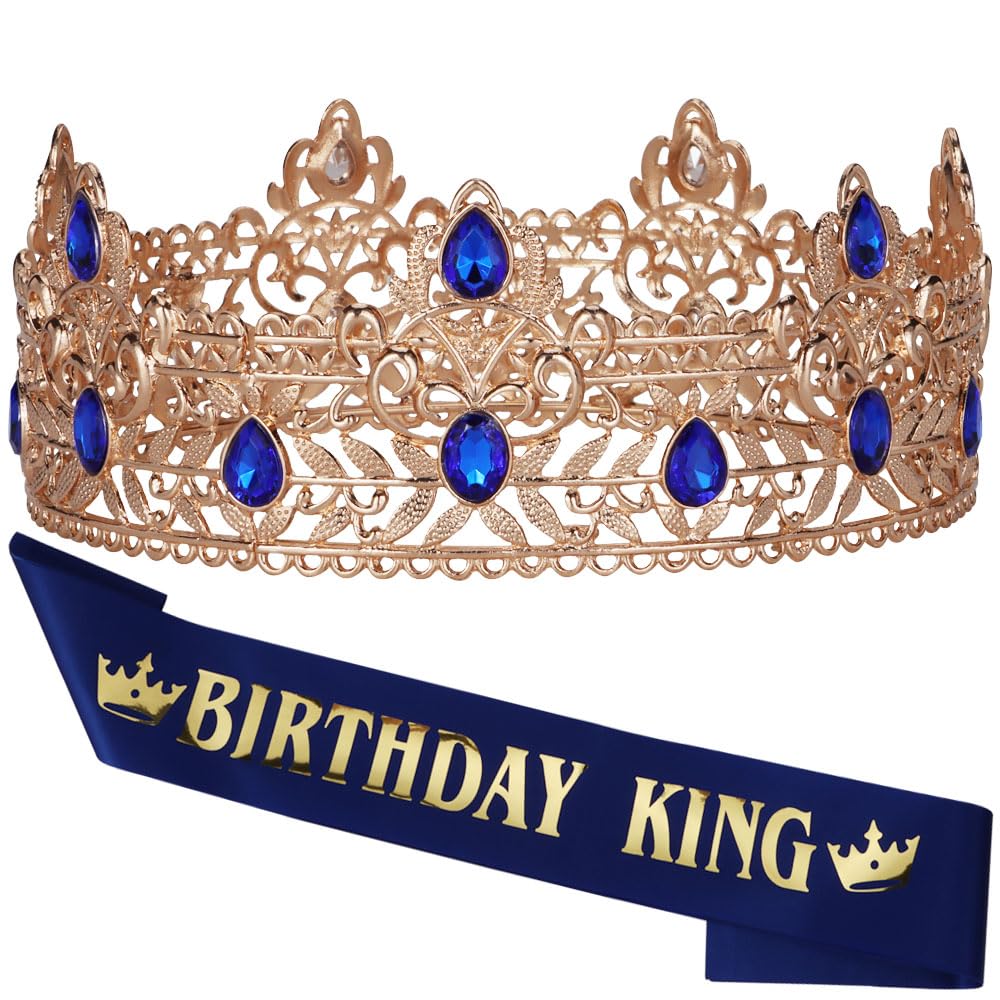 Ｎｏｏｎｈｏｒｓｅ Birthday King Sash Crown & Tiara for Men Birthday Party Decorations Accessories Set for Boy Prince
