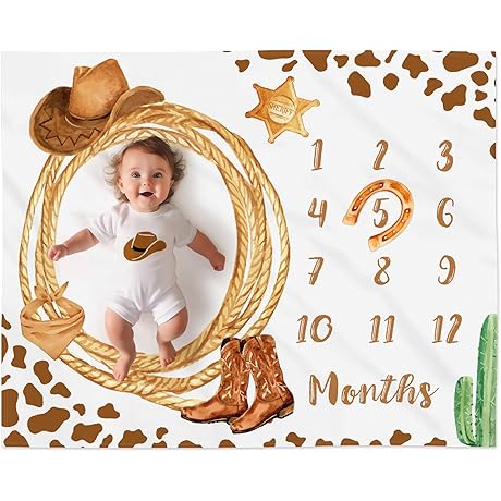 Cowboy Baby Milestone Blanket