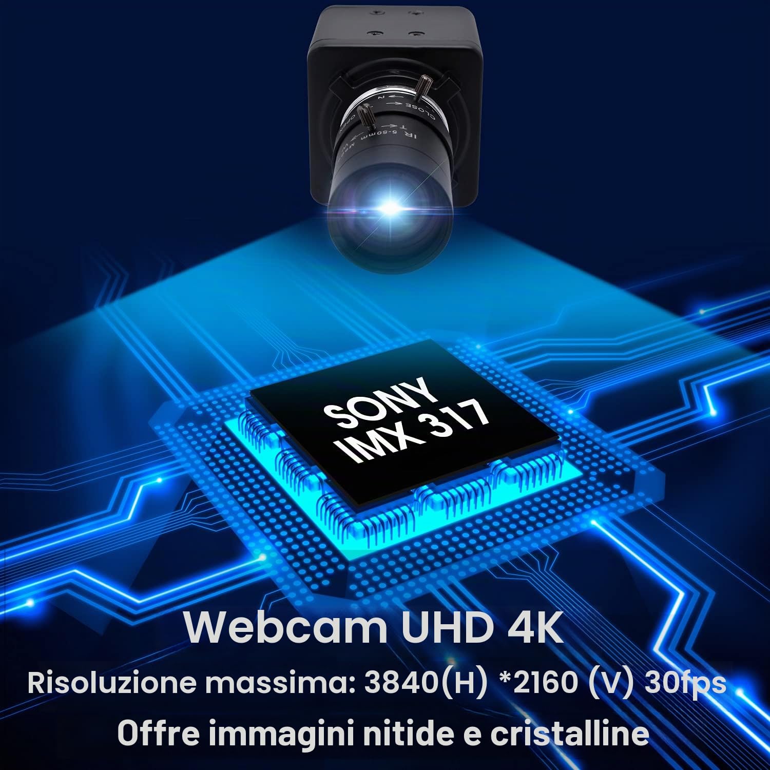 Svpro Webcam 4K 30 fps con Obiettivo Varifocale 5-50mm, Camera USB con Zoom Ottico 10X Telecamera Ultra HD per Computer, Laptop, videocamera UVC per Windows, Linux, Android, MacOS