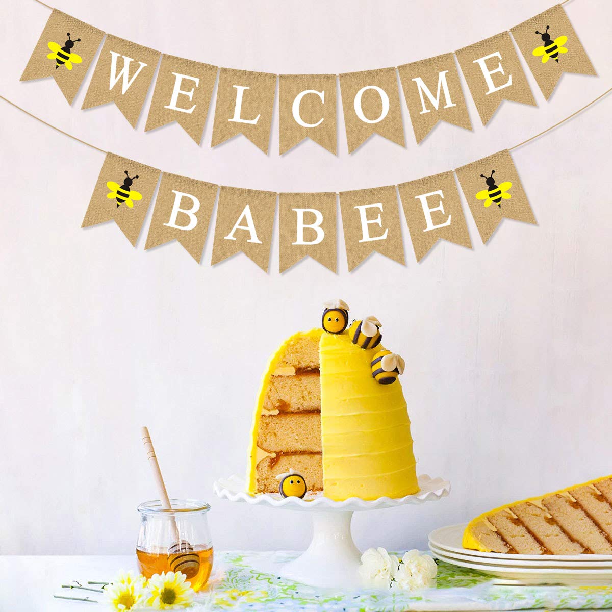 Bee Birthday Banner SWYOUN Burlap Happy Bee Day Banner - Themed ...