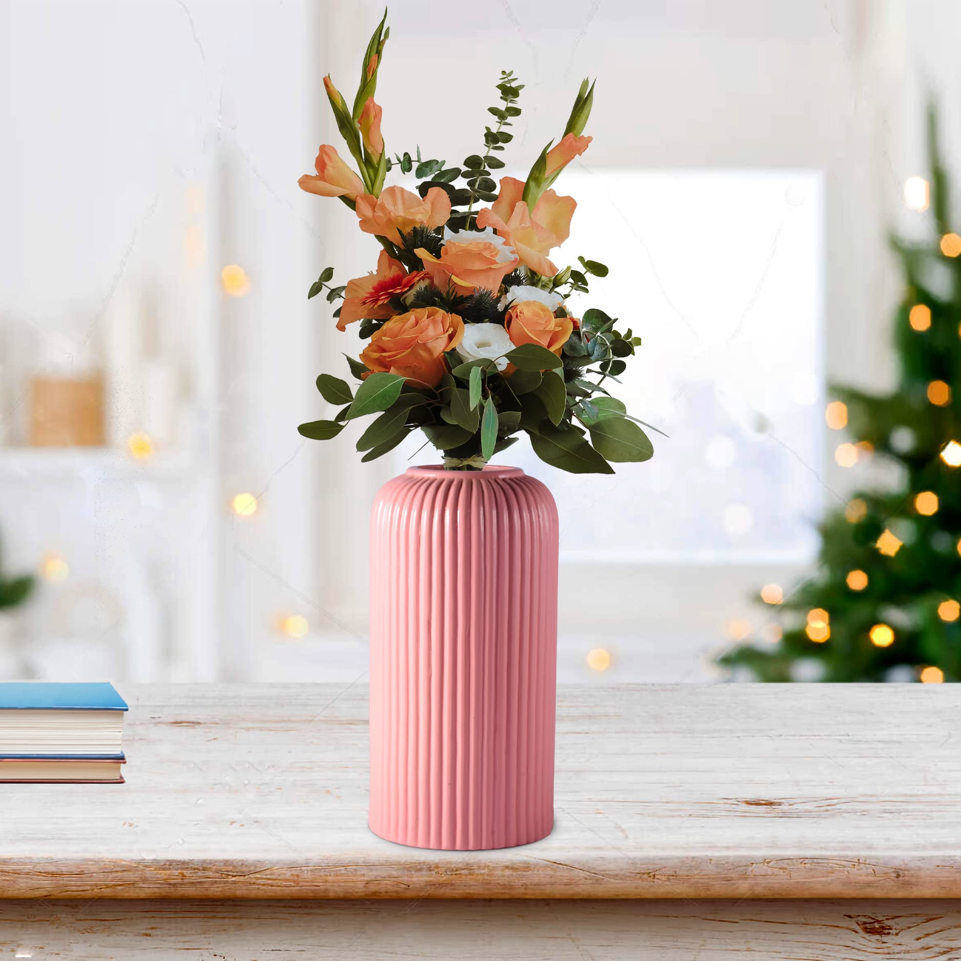 Lasaki Evelyn Medium Pink_1 Ceramic Flower Vase for Living Room, Bedroom, Dining Table, Home Decoration (H - 20.5 X D - 9 cm, Pink_1)(Flowers not Included) (B09RPLL1SD) Amazon Price History, Amazon Price Tracker