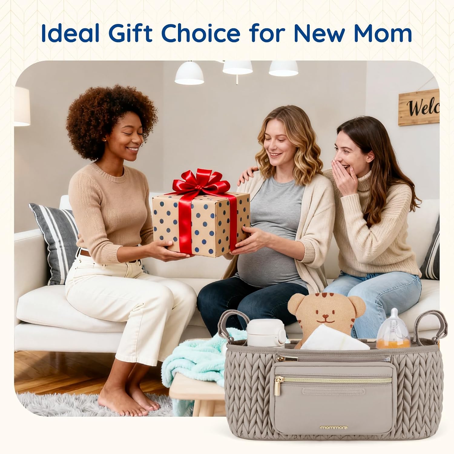 mommore Stroller Organizer with Insulated Cup Holders, Adjustable Stroller Caddy with Detachable Phone Bag, Stroller Accessories Fits for Uppababy, Doona, Jogger, Britax (Black) - Image 5