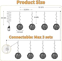 Vista 7 de Outdoor Christmas Balls Lights 4 Pack Hanging 7.9" LED Garden Sphere Tree Lights 8 Modes Waterproof Glow Globe Lights with Memory Timer Plug for