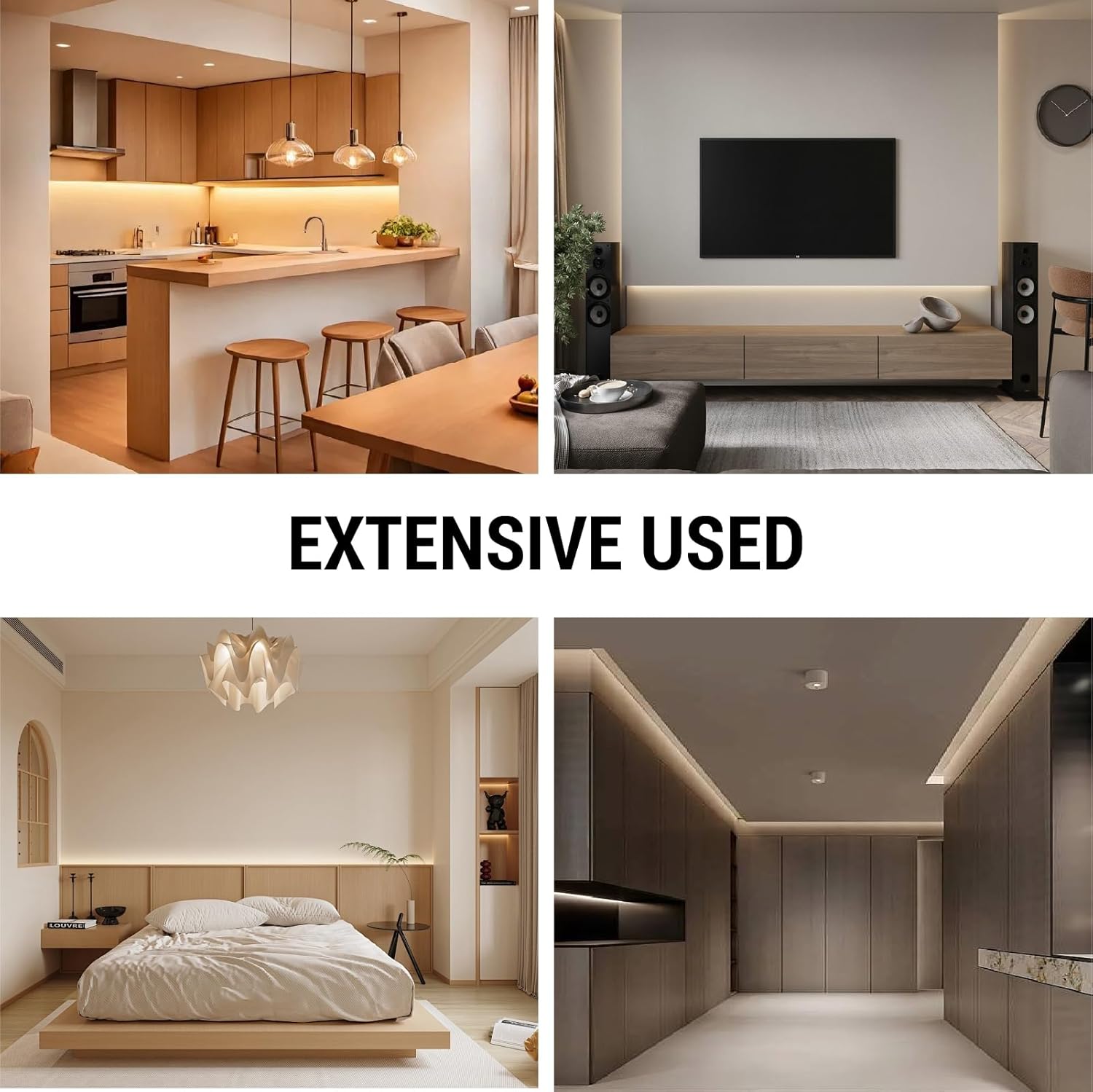 HAMRVL 12V COB LED Strip Lights 32.8ft (2 Rolls of 16.4ft), Plug-in 3000K Warm White Shelf Lights 320LEDs/M DIY Cut to Size Dimmable Under Shelf Lighting for Bookshelf, Display Case, Kitchen Cabinet