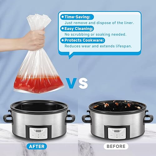 Miniatura 6 de Bolsas de cocción lenta de 3 a 8 cuartos de galón, bolsas de cocina de tamaño grande de 13 x 21 pulgadas, bolsas de cocción lenta, desechables,