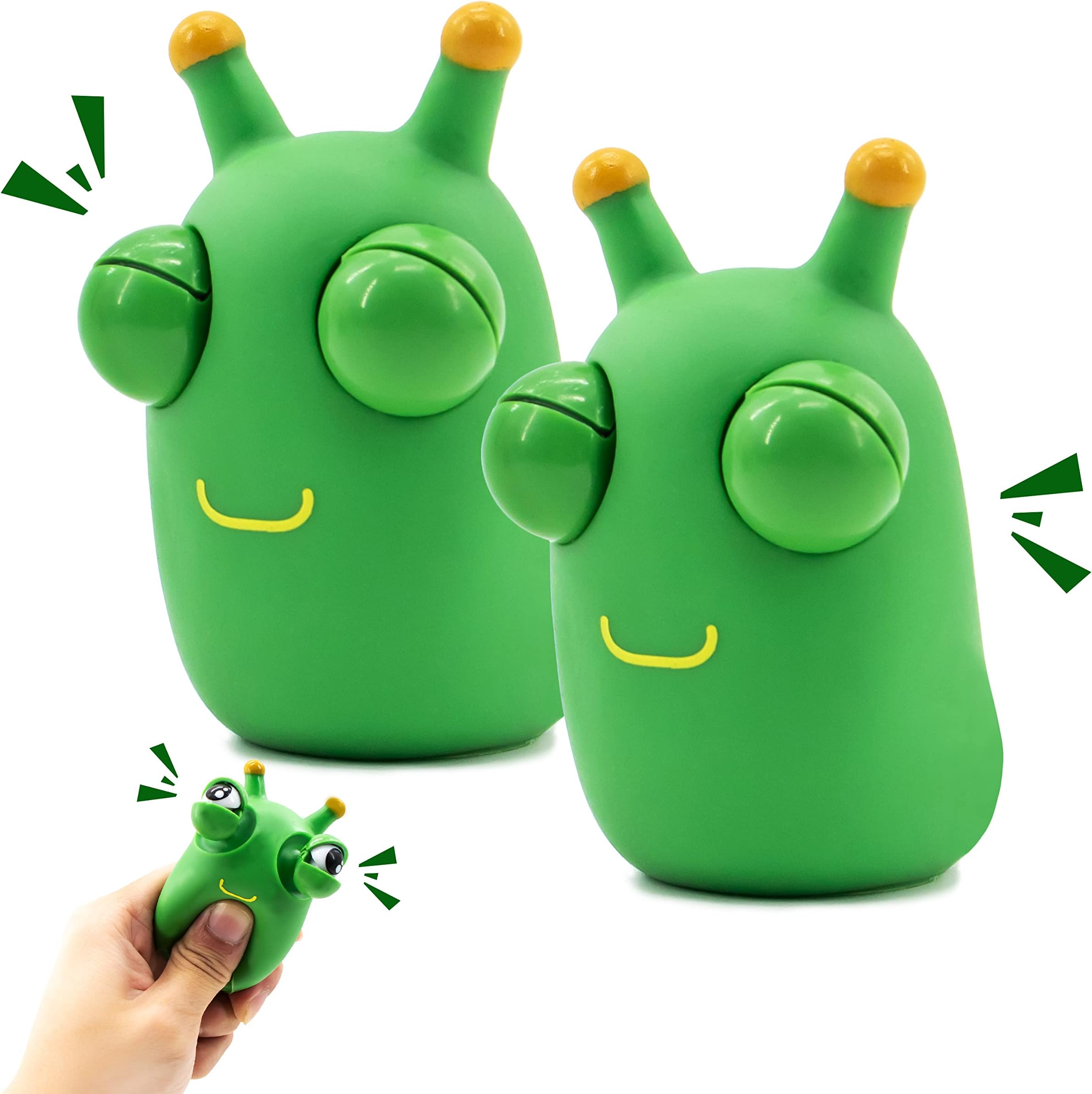 Zayin 2 Pack Green Bug Toys Popping Out Eyes Squeeze Fun Children's Sensory Fidget Toys Used to Relieve Stress,Anxiety,Autism Toy Christmas Birthday Gift