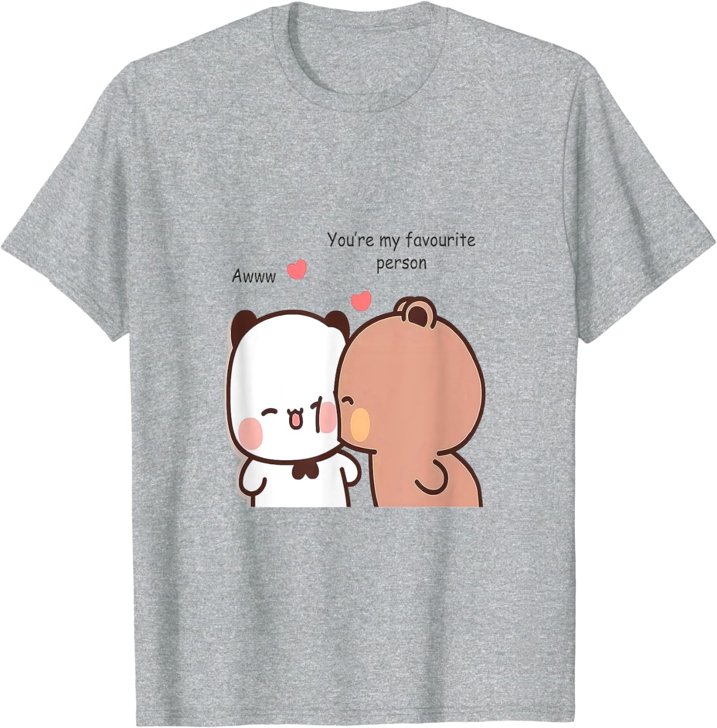 Cute Bubu Dudu Panda Bear Couple Love Bubu and Dudu T-Shirt (Grey,XL)