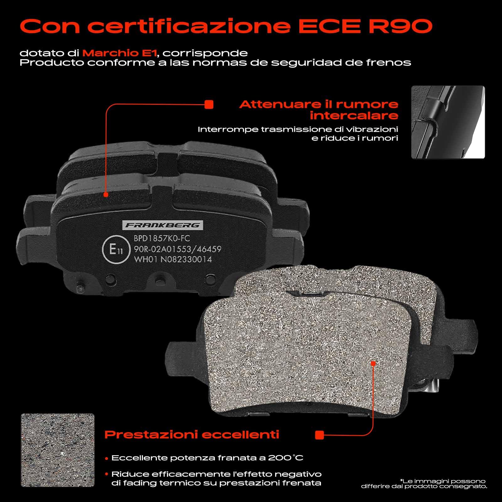 Frankberg Set freni incl. 2x Dischi Freno + 4x Pastiglie dei Freni Posteriore Compatibile con Astra K Sports Tourer B16 Astra K B16 Astra K Furgone/Station Wagon Replace# 13509119