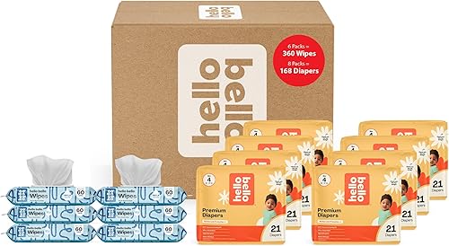 Miniatura 16 de Hello Bello Mega Surprise Pack, Talla 2 (10-16 libras), 240 pañales hipoalergénicos surtidos con una sensación suave y similar a la tela, más 360