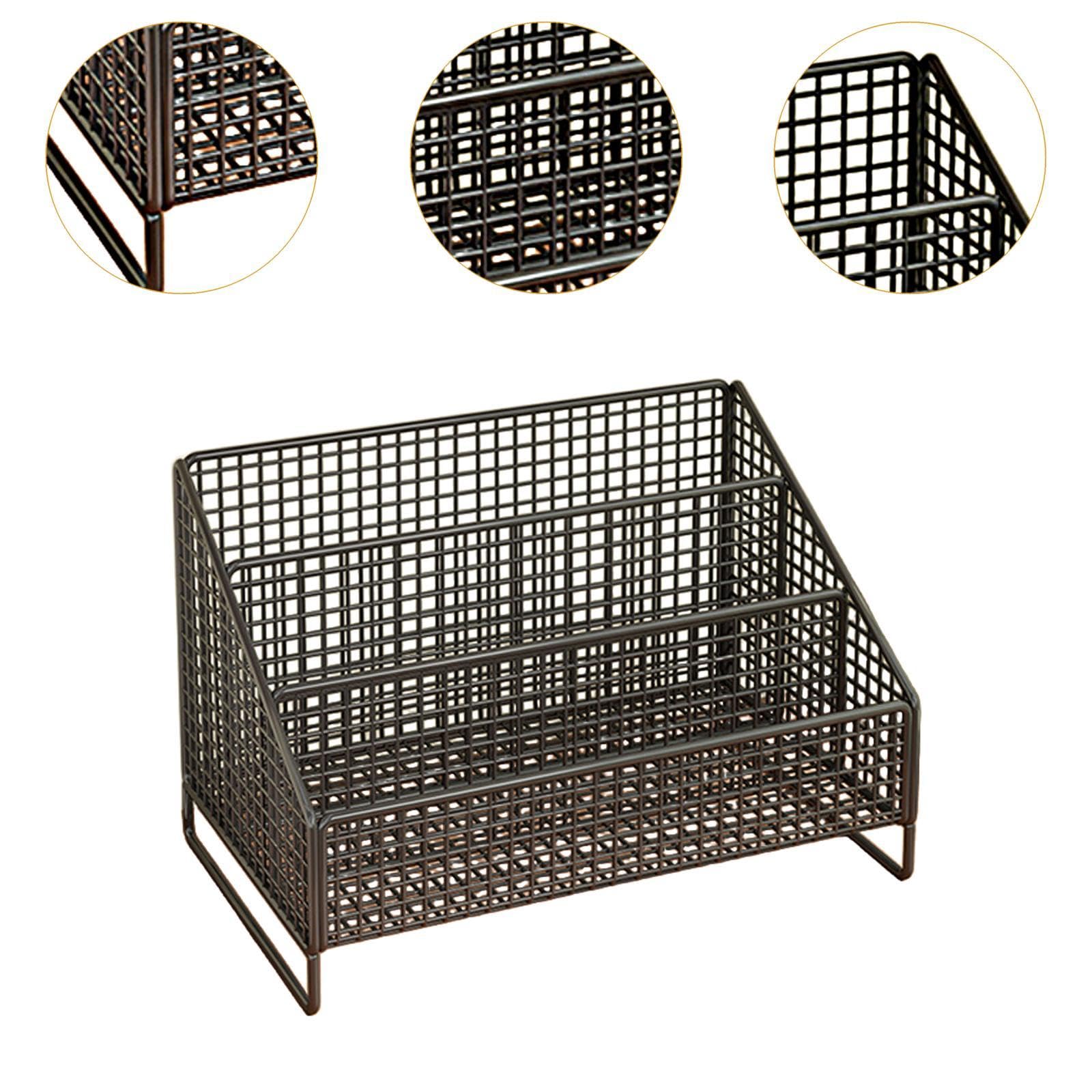 Supporto per Dischi Vinile Rack Espositore Organizer da Scrivania in Ferro Robusto Antideformazione Tre Scomparti Adatto per Negozi Uffici Saloni Most, Nero, 36cmx22cmx24cm