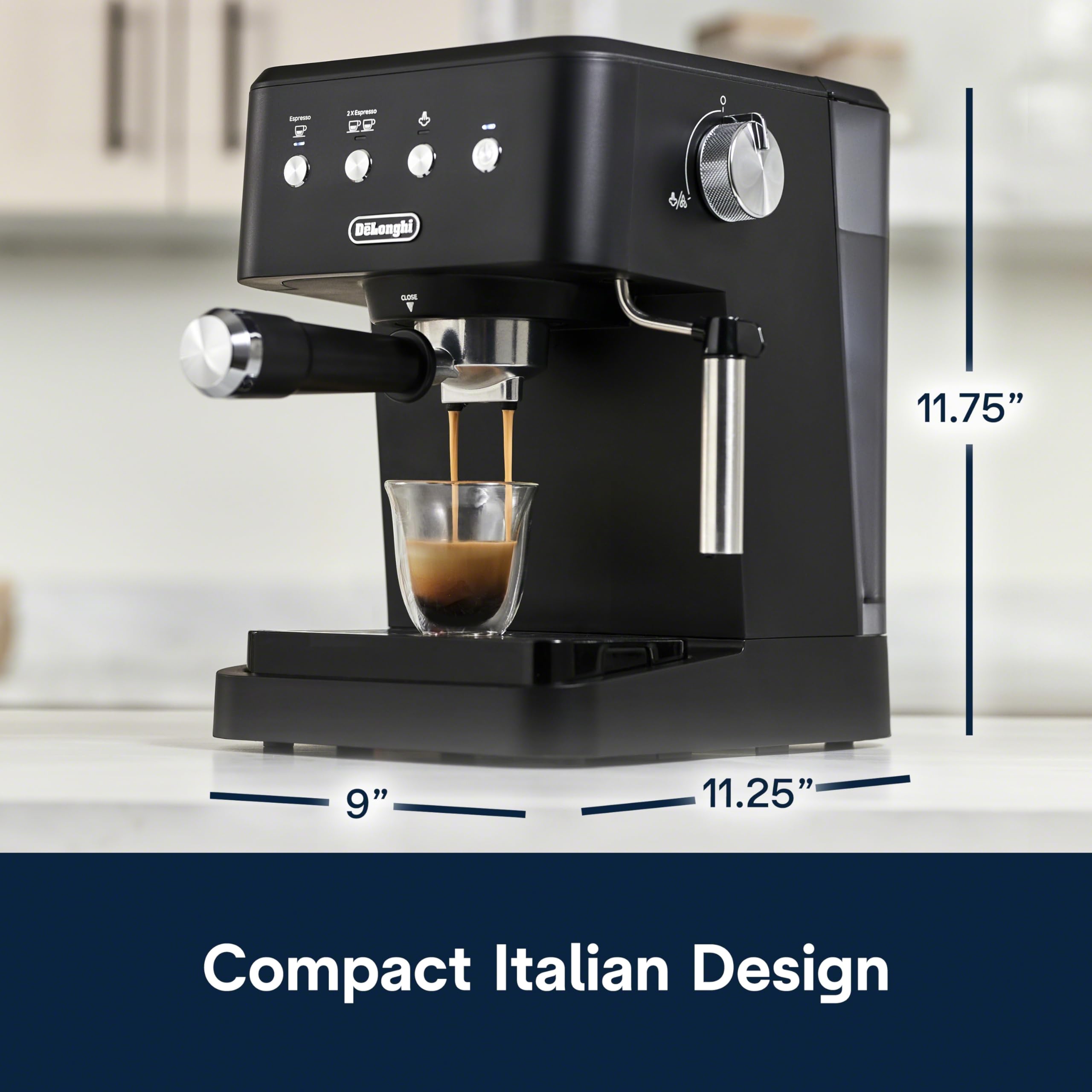 De’Longhi Classic Matte Black Espresso Machine, Easy-to-Use Milk Frother view 7