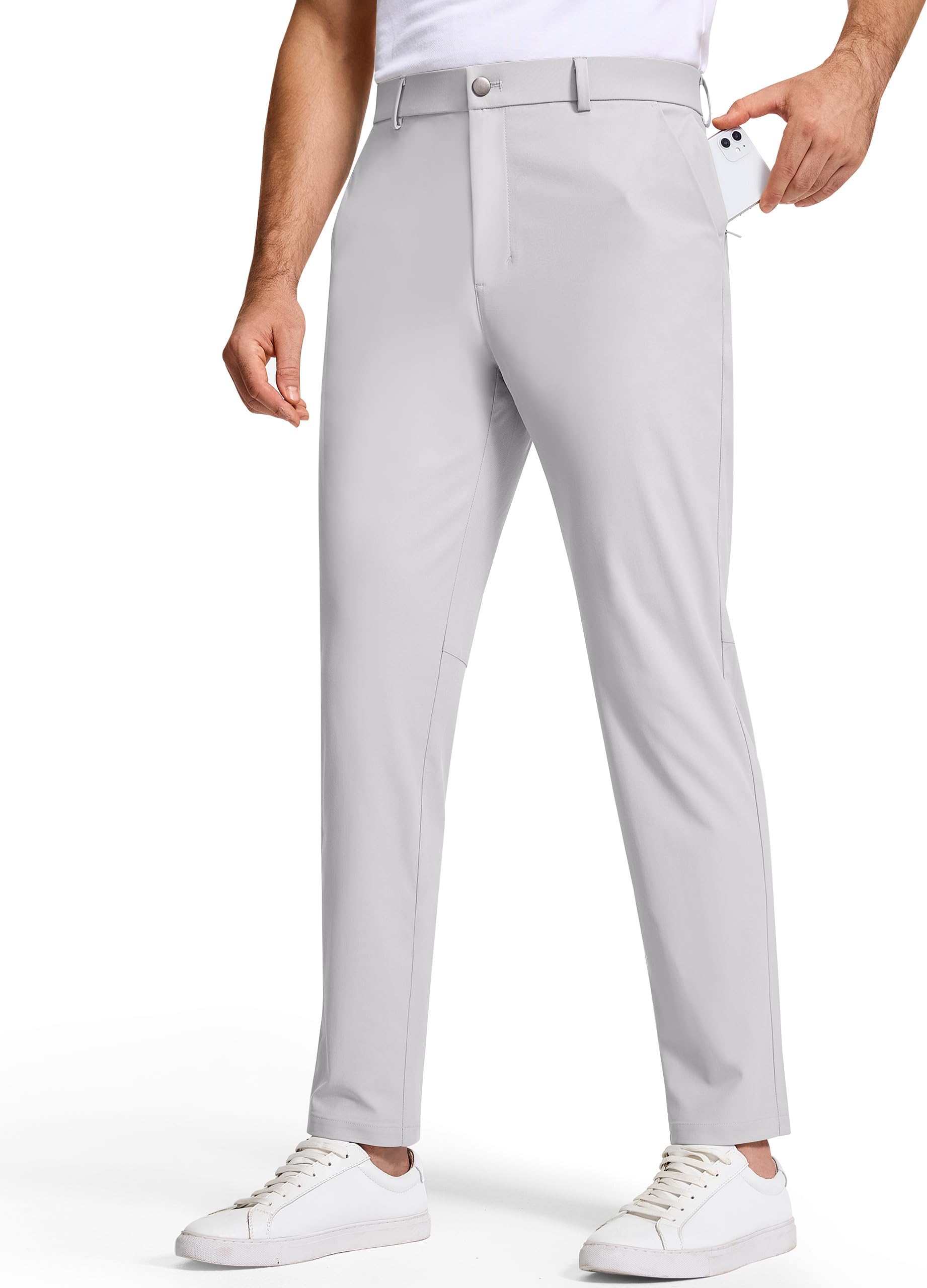 Men Golf Pants 30" Inseam 5 Pockets Slim Fit Stretch Lightweight Quick Dry Dress Chino Trousers for Work Casual