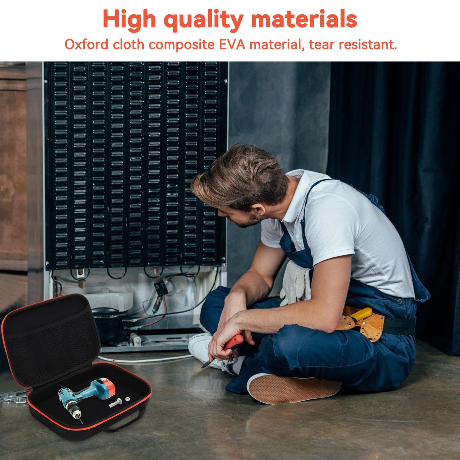 Agatige Étui de Stockage pour Perceuse électrique, Sac Pochette à Outils Sac Conteneur à Outils Oxford Tissu Accessoire Mallette de Rangement Outils de Coupe Organisateur de Stockage (L)