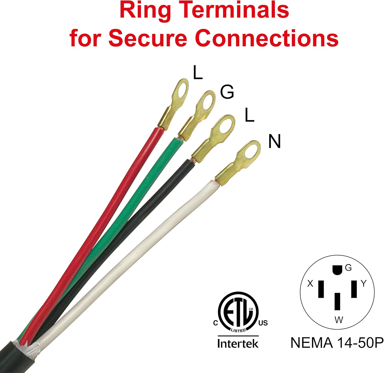 Clear Power 6 ft 6/2 & 8/2 SRDT, Range Cord, 4-Wire 50 AMP, Black, CP10023