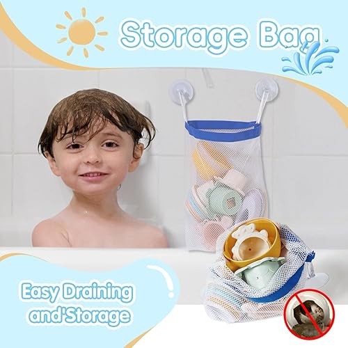 Miniatura 6 de Juguetes de baño, 16 unidades, juguetes de agua para bañera sin moho, con barcos flotantes seguros, cuchara y tazas apilables educativas tempranas,