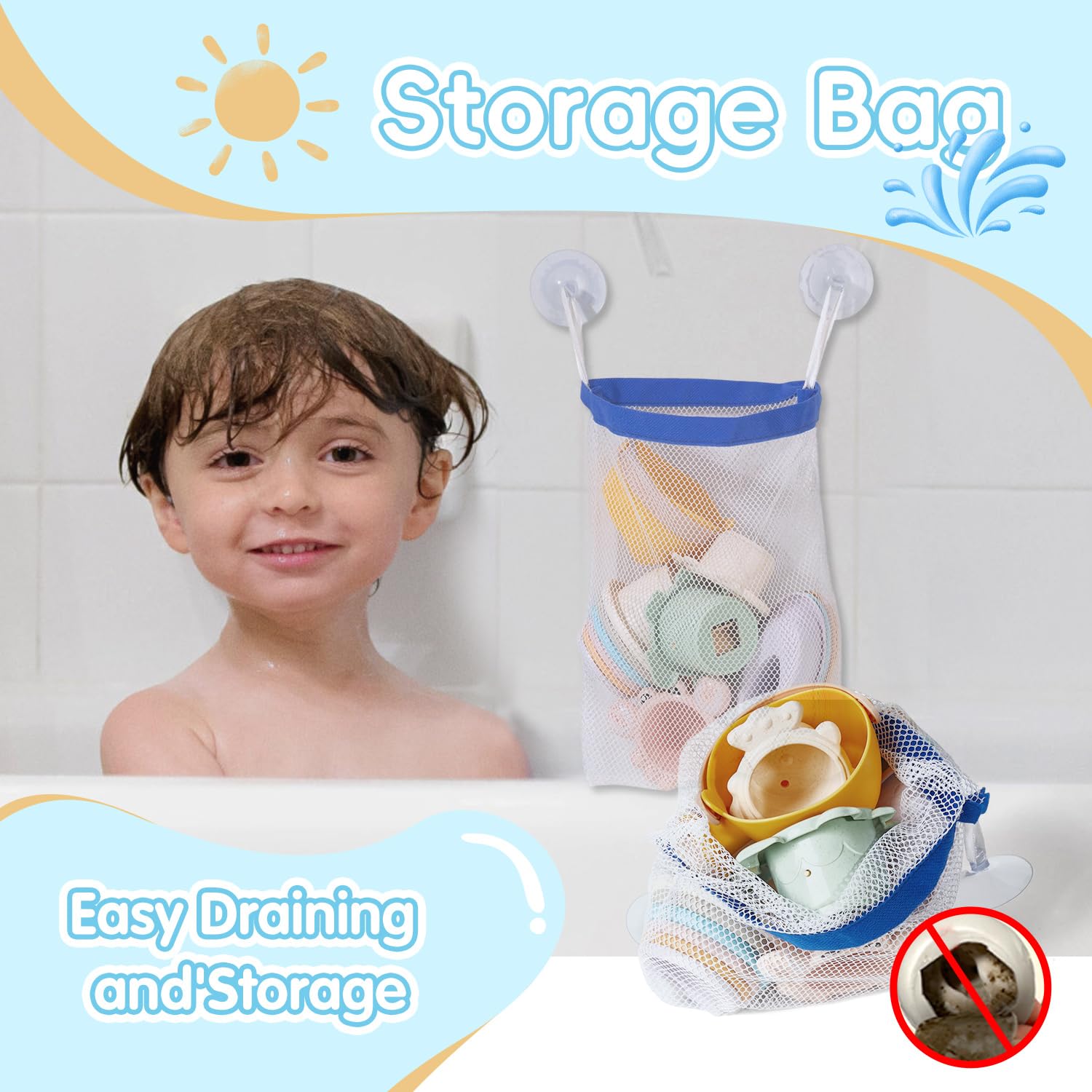 Juguetes de baño, 16 unidades, juguetes de agua para bañera sin moho, con barcos flotantes seguros, cuchara y tazas apilables educativas tempranas, regadera de fácil agarre y fácil de limpiar 6