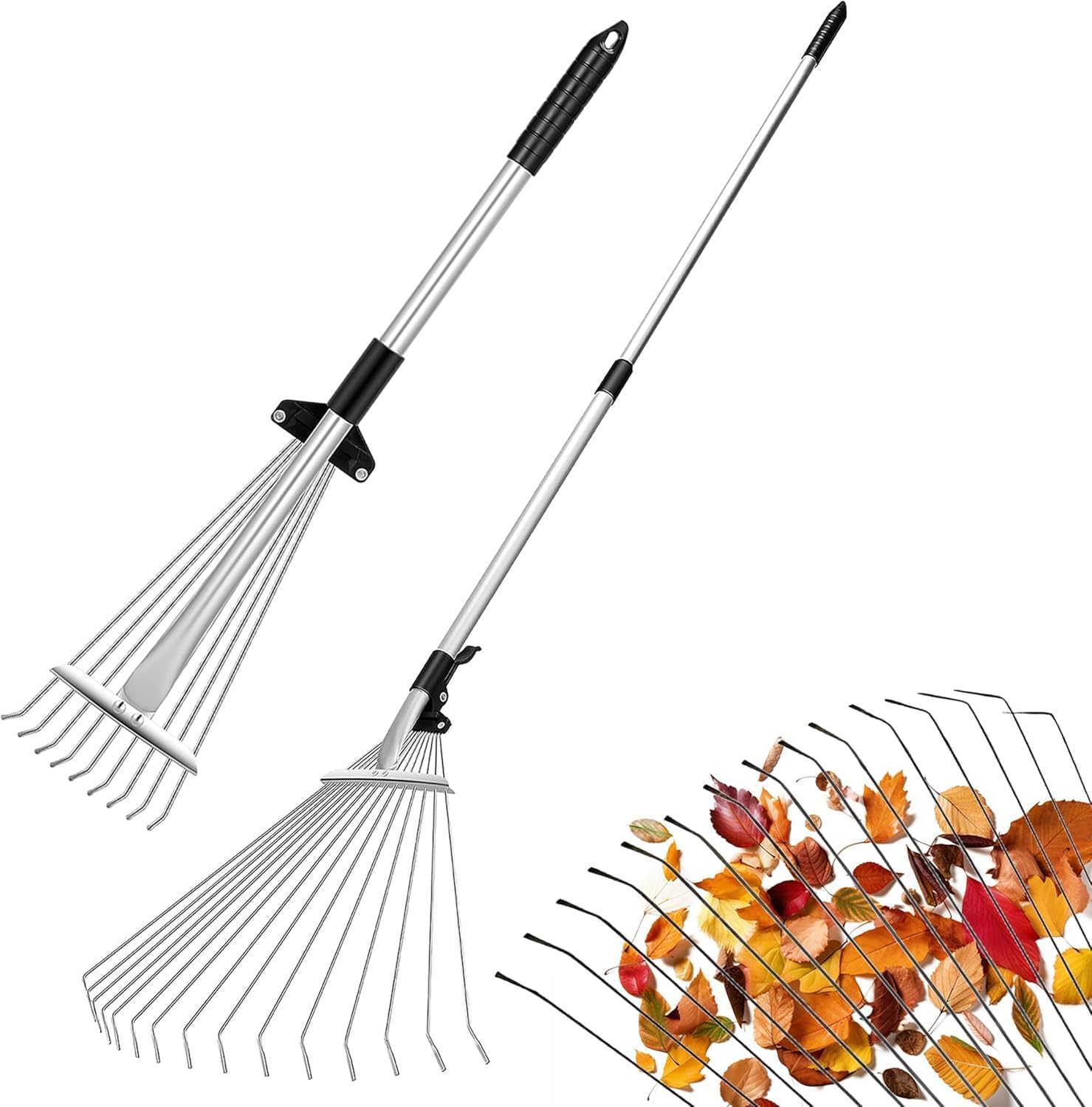 PRAMANTA Garden Broom with Long Handle, Adjustable Garden Leaf Rake Folding Rake Cleaning Tools with Expandable Head Collect Leaf for Lawn and Yards (1Pcs) (B0DCGJ97FS) Amazon Price History, Amazon Price Tracker