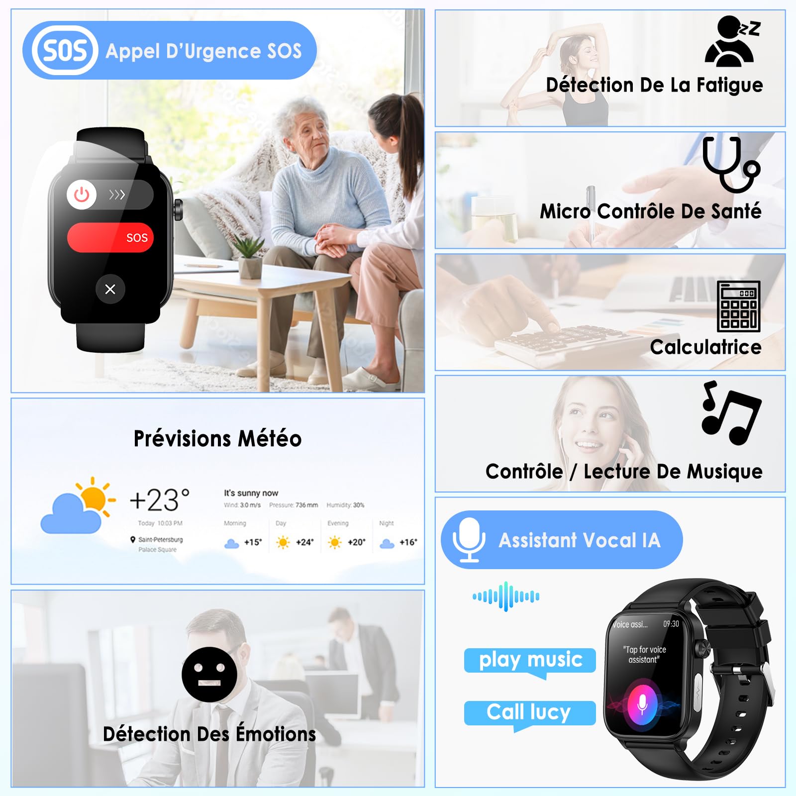 Marsyu 2026 Montre Connectée Santé avec ECG/HRV/Pression Artérielle/Sommeil
