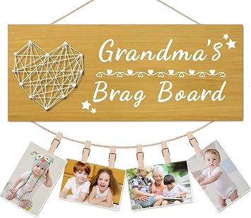 Yunfan Mothers Day Gifts for Grandmas Brag Board Grandma Gifts from Grandkids Picture Frame Photo Holder Grandma Birthday Christmas Thanksgiving Valentines Xmas