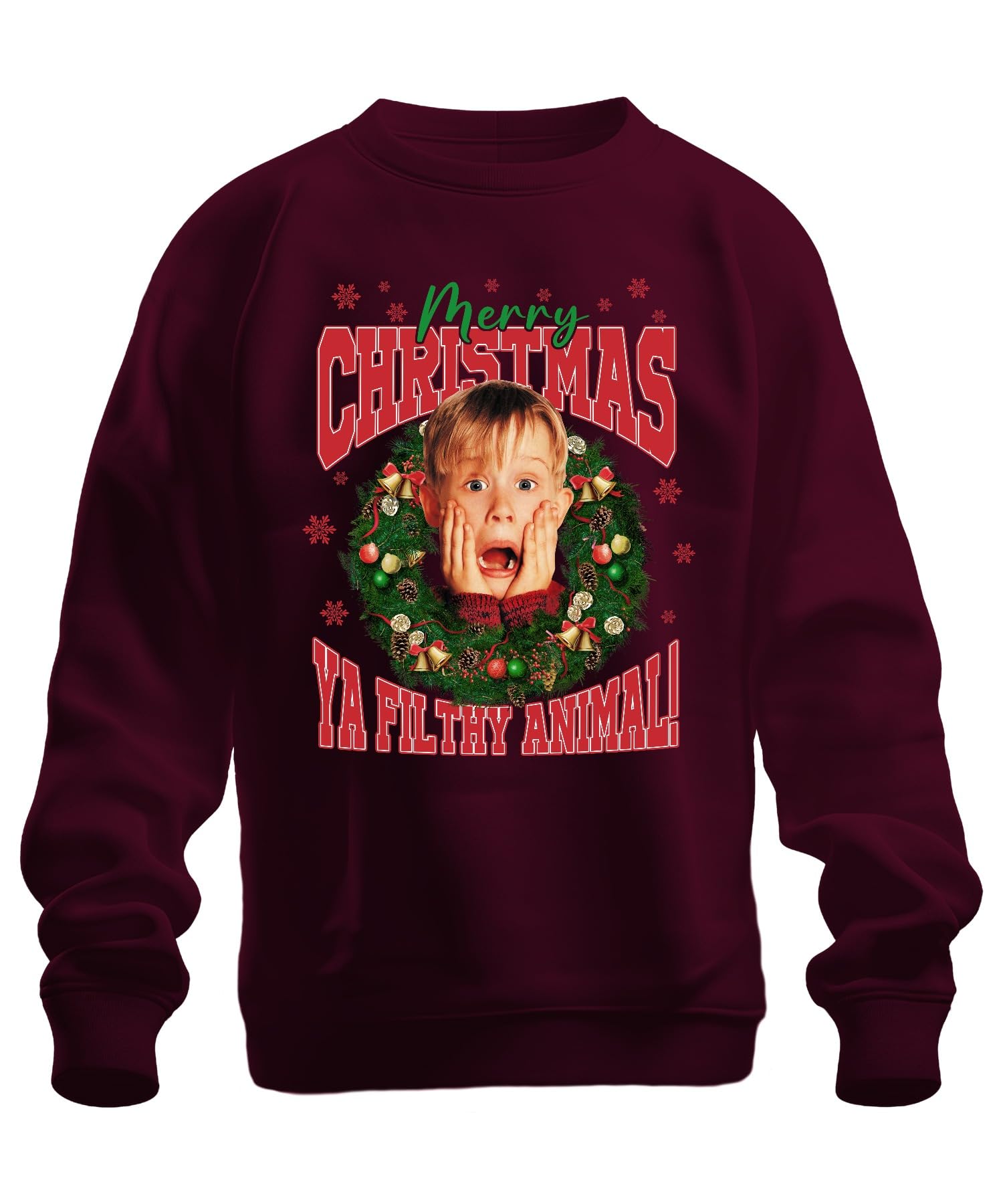 Printera Unisex Burgundy Merry Christmas Ya Filthy Animal Kevin Mccallister - Home Alone Christmas Xmas Christmas Jumper, Xl