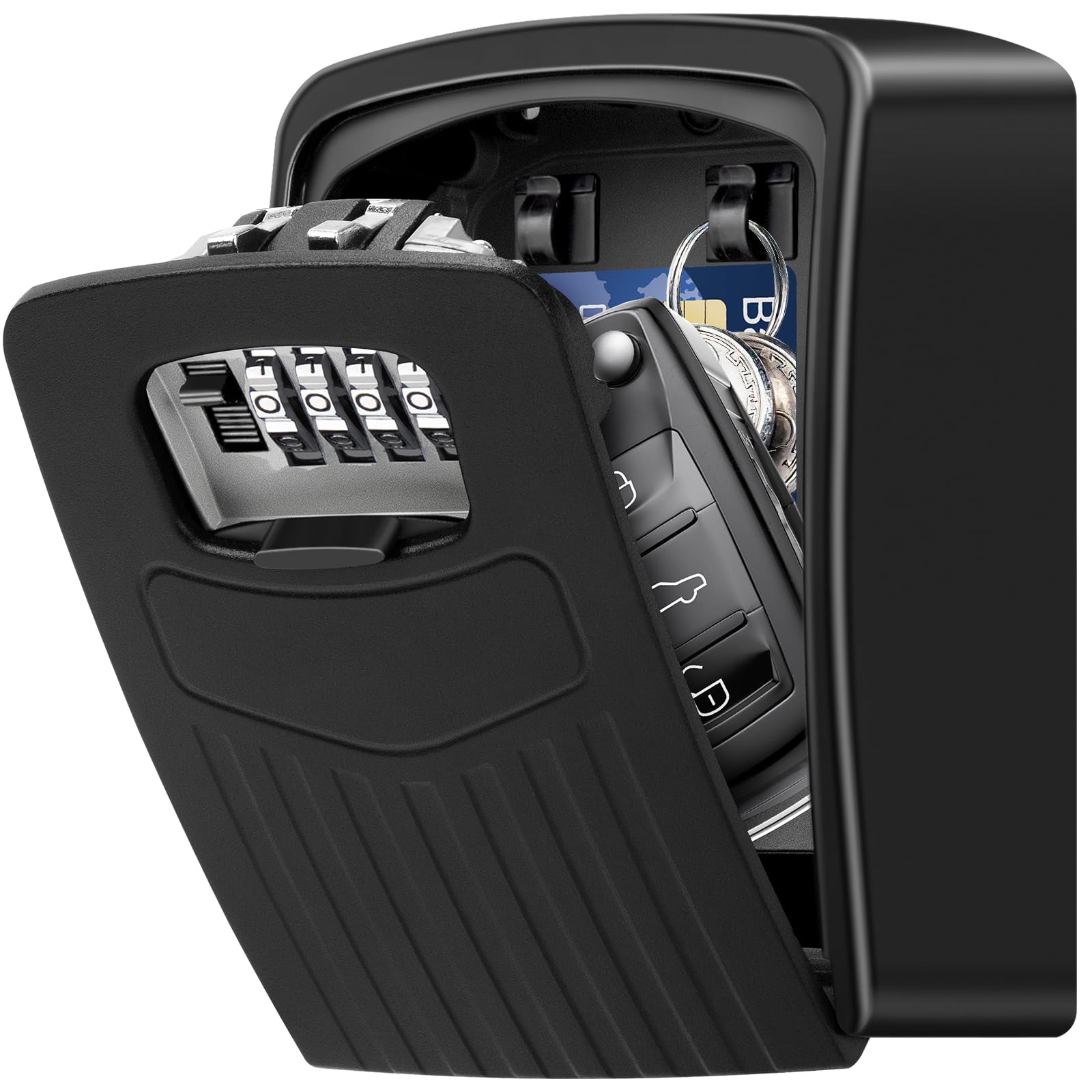 Key Box Lock, Extra Large Combination Key Box, Outdoor Key Safe Wall Mounted, Portable Key Storage Box with 4 Digit Combination Strong Lock for Indoor Outdoor Home Office Garage School Gym