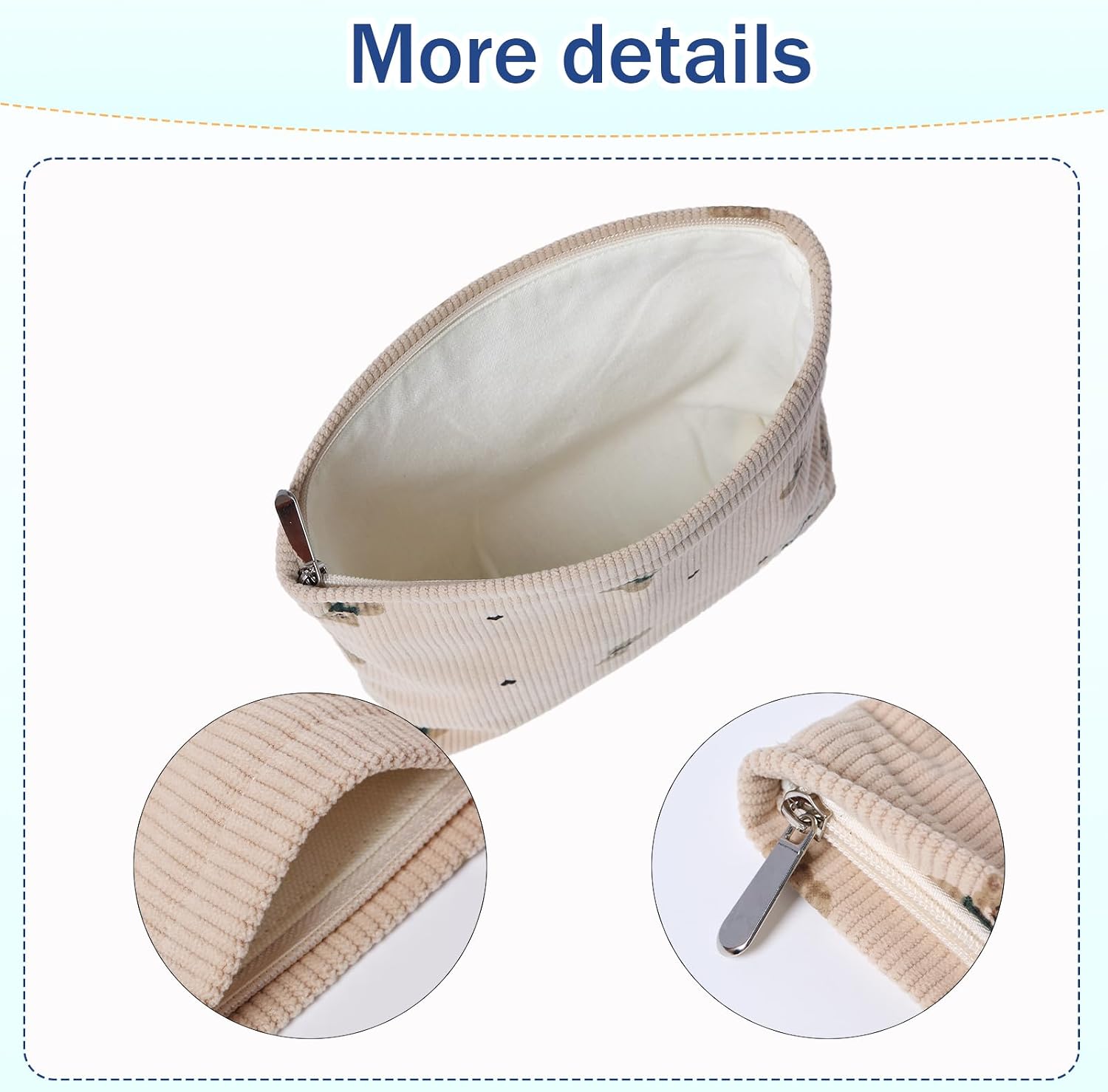 2 Pcs Makeup Bag Travel Canvas Organizer Cosmetic Bag for Purse Toiletry Bag with Zipper For Women Travel Essentials Tool Pouch for Women and Girls（Beige khaki bear） image 3