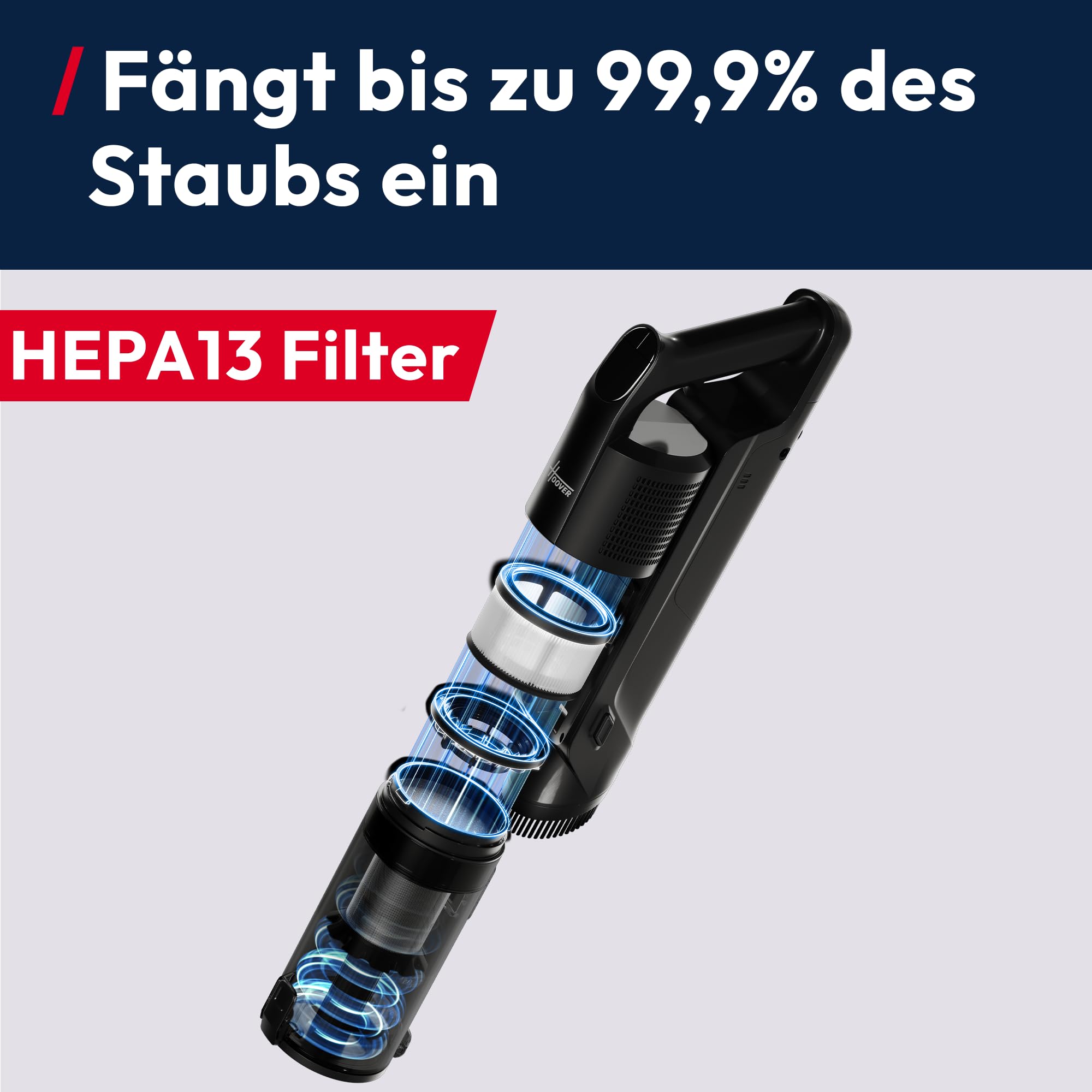 Hoover Akku-Staubsauger kabellos HF3 Pro Home mit 3L automatischer Staubentleerungs- & Ladestation, bis zu 60 Min. Laufzeit, HEPA13-Filter, Anti-Twist, Doppel-Kantenreinigung, Parkfunktion [HF350HP]