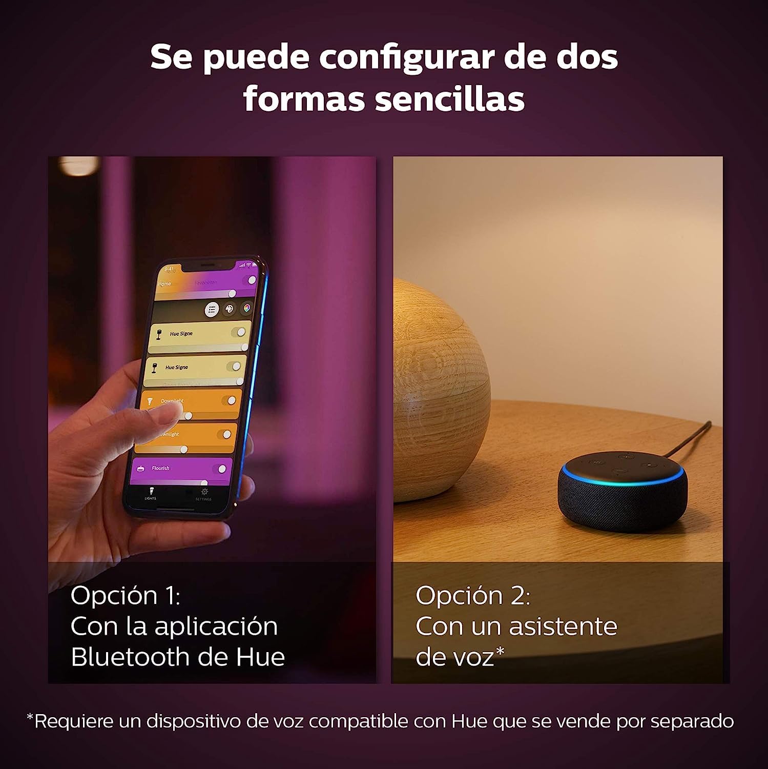 Philips Hue – Lámpara inteligente Hue Bloom, Lámpara de Mesa LED Inteligente, Luz Blanca y de Colores, Compatible con Alexa y Google Home, Color Blanco