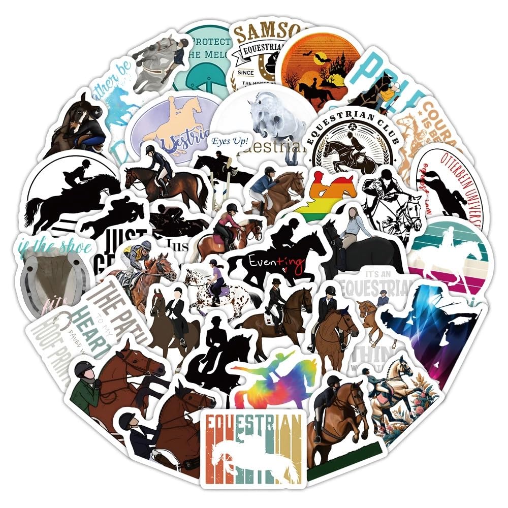 LYunMu Pferde Aufkleber 50 Stücke Niedlich Deko für Auto Laptop Skateboard Fahrrad Moped Motorrad Fahrrad Computer,Geeignet für Erwachsene Kinder Horse ästhetisch Sticker Set