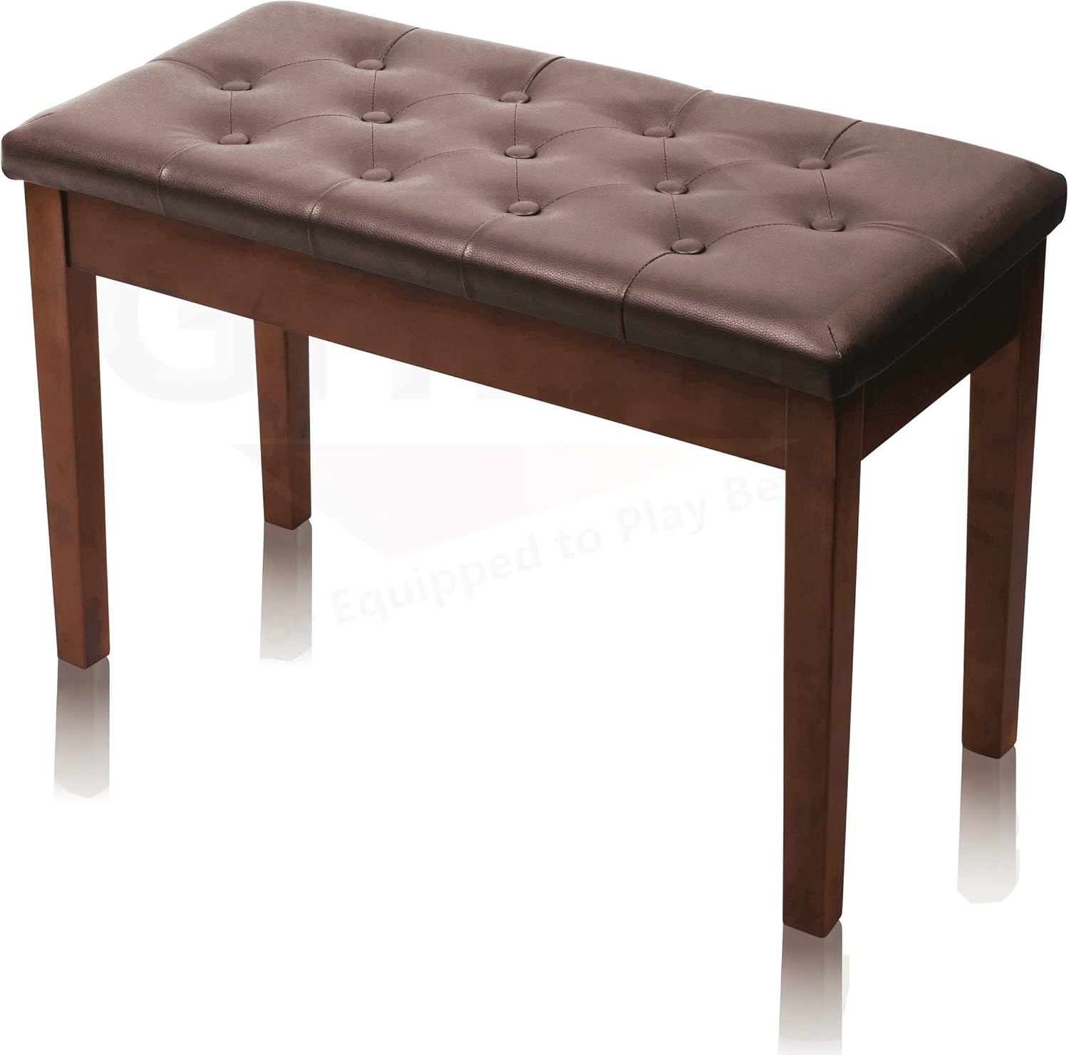 Griffin Brown Wood Piano Bench (ErgonomicPRO-X Series) – PU Leather Duet Seat with Storage, Double Stool for Musicians, Keyboard, or Vanity Use