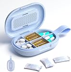 Purple Stylish Travel Pill Organizer, 1-Day Capacity,Portable Handle Pill Case, 3-6 Adjustable Compartments, Eco-Friendly Daily Pill Box for Pocket Purse