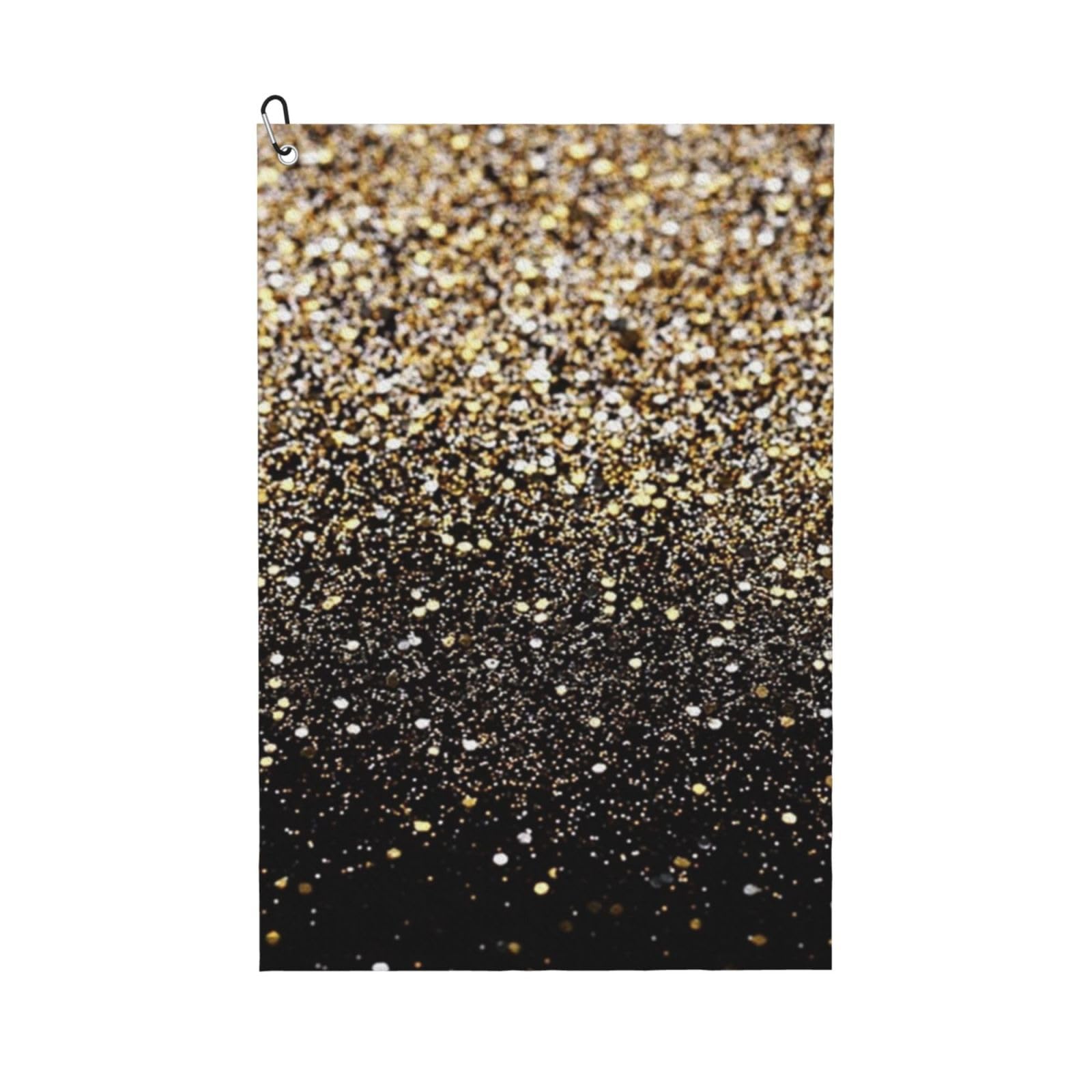 Hnnkloy Gold Shimmer Sequin, 16x24 in Portable Waffle Golf Towels with Carabiner Clip for Golf Bag