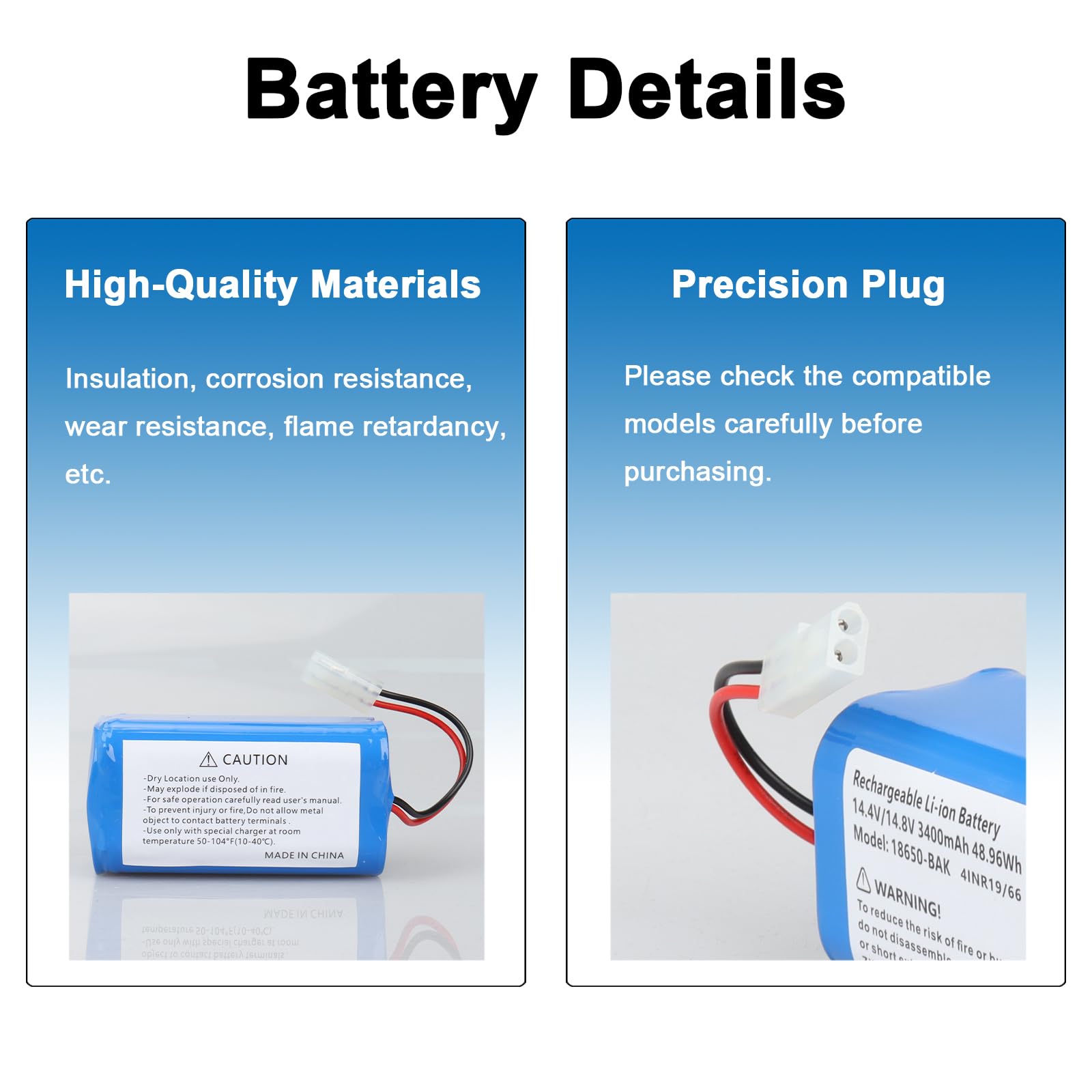 14.4 v2600mah batteria agli ioni di litio per Xiaomi MI G1 Panasonc MC-WRC53, pe