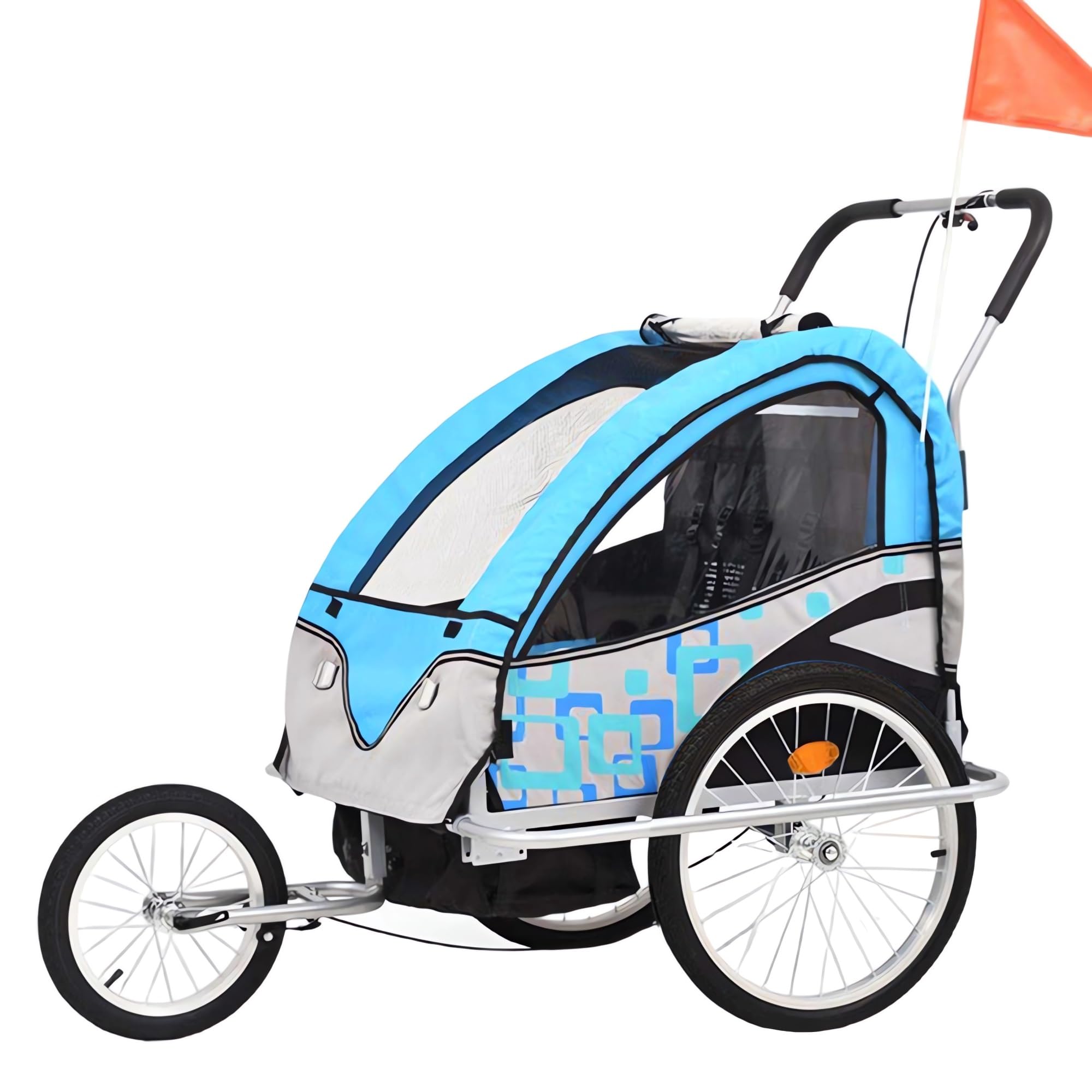Bike Trailer for Kids, 2-in-1 Canopy Stroller, Roll-up Bug and Rain Screens, Foldable Child Bicycle Trailer