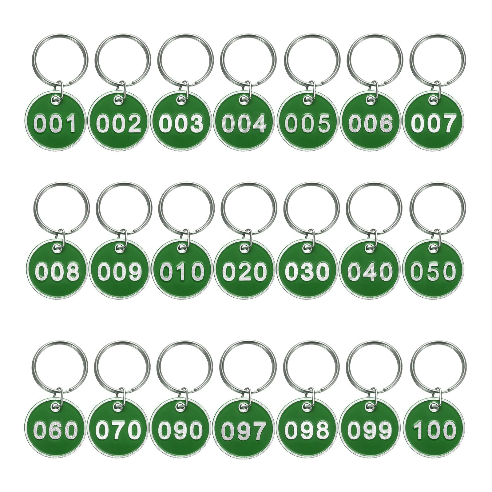 uxcell Number Key Tags 1-100, 30mm Round Aluminum Metal Number Tags with Key Rings Numbered Keychains Luggage Labels ID Tag for Dormitory House