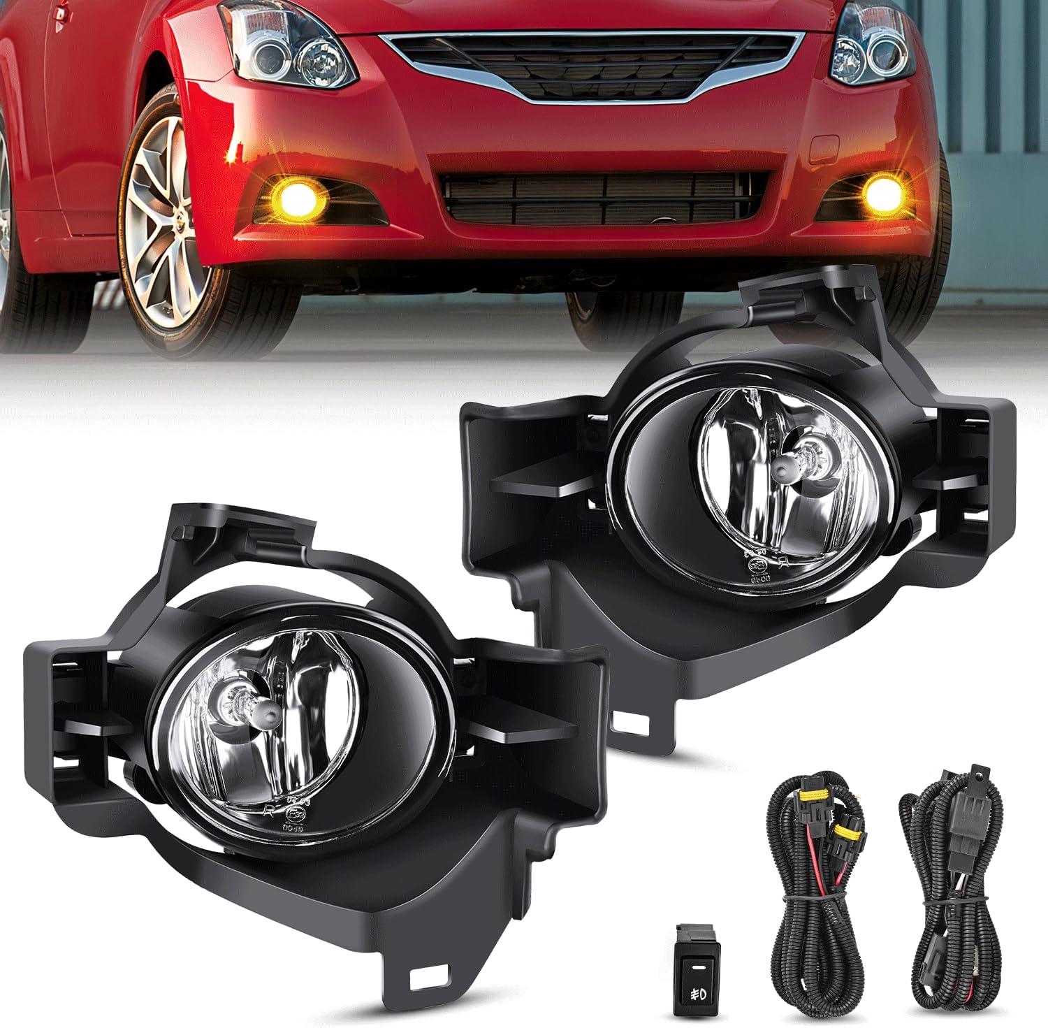 Nilight Fog Light Assembly Compatible with 2010 2011 2012 Nissan Altima with Clear Lens Lamps Replacement H11 12V 55W Bulbs